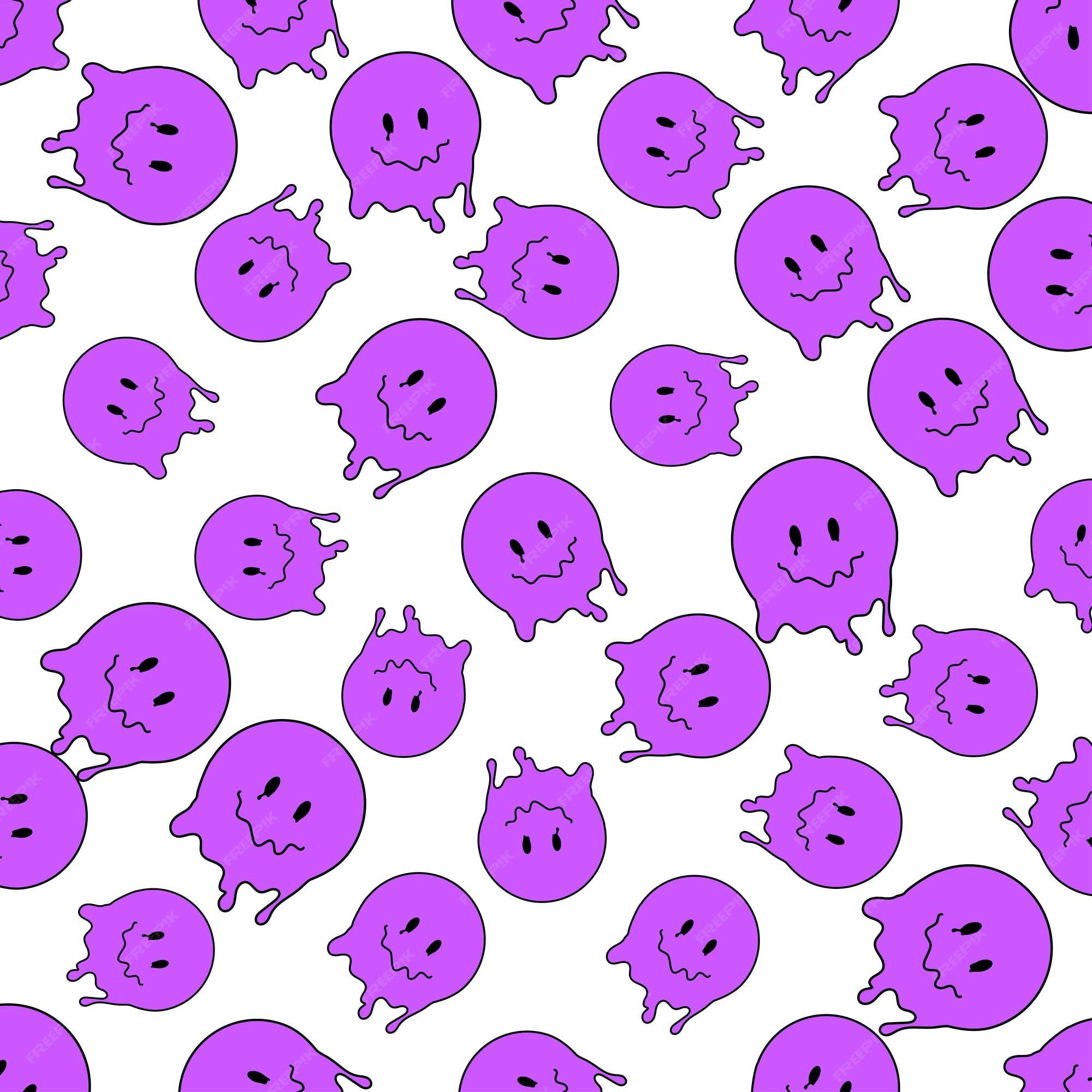 Schmelzende Smileys, Lila, Weißer Hintergrund, Muster, Full HD Wallpaper