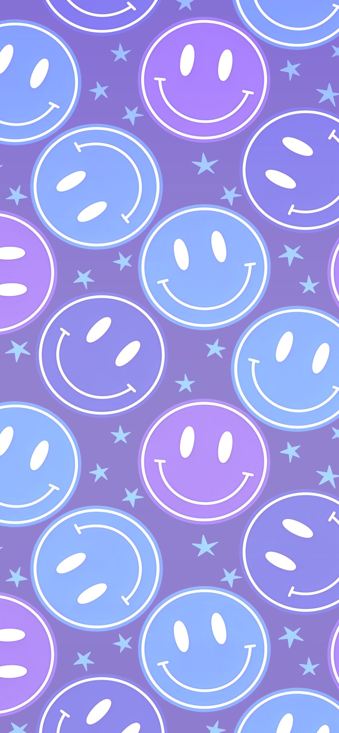 Smileys, Blau, Lila, Farbverlauf, Muster, Full HD, Hintergrundbild fürs Handy