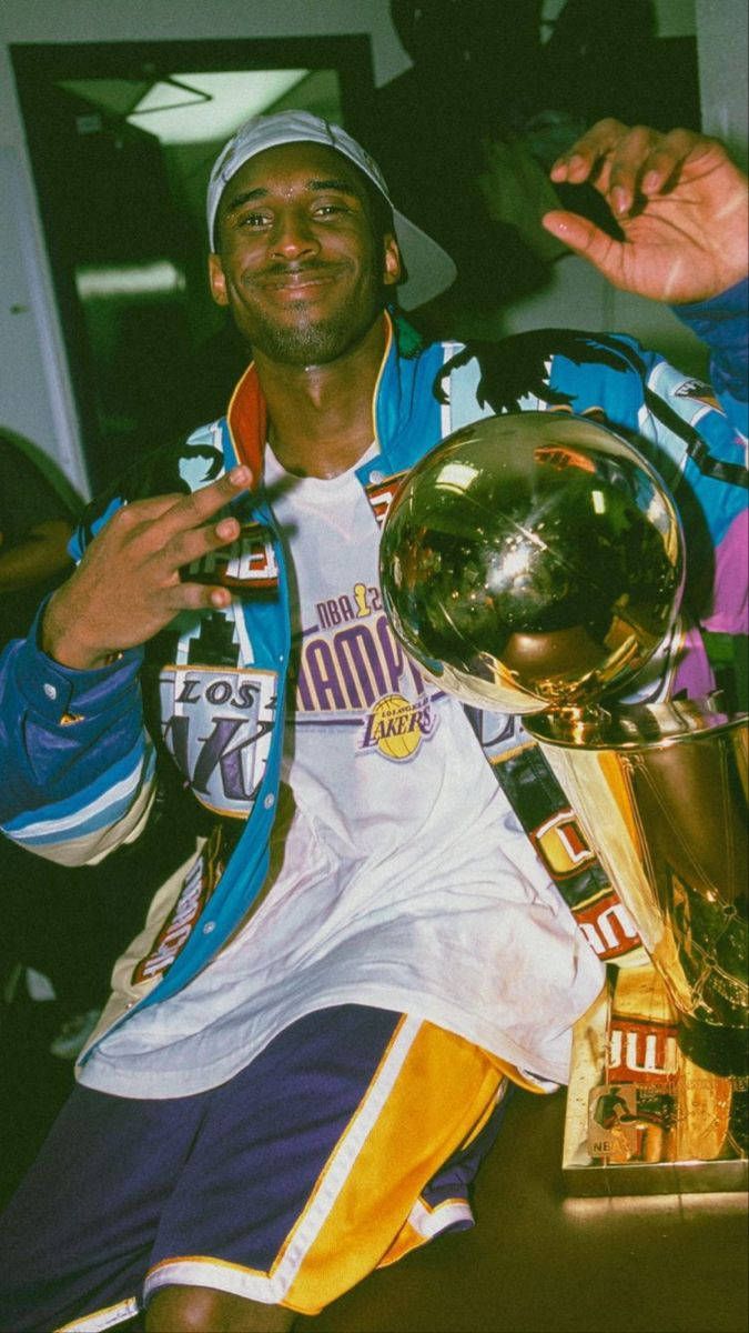 Kobe Bryant, Larry O'Brien Trophy, NBA-Meisterschaft, Kabine, Pokal, Champagner, Smartphone-Hintergrund