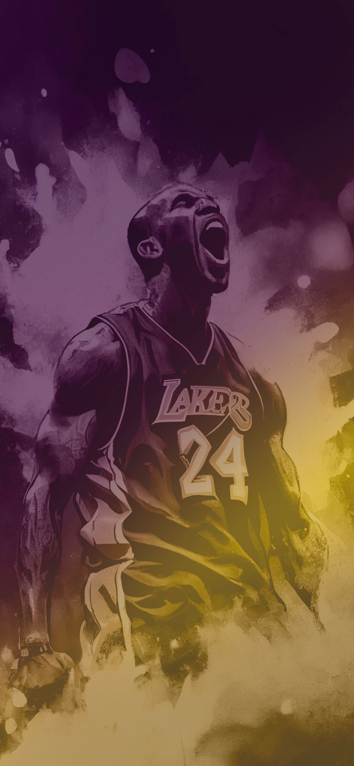 Kobe Bryant, Los Angeles Lakers, Lila, Doppelbelichtung, Nummer 24, Kunst, Sperrbildschirm fürs iPhone