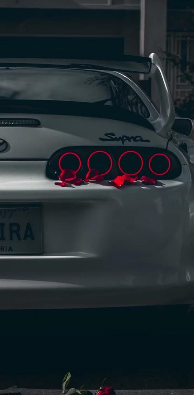 Toyota Supra MK4, Silber, Rücklichter, Nahaufnahme, Hochformat, Hintergrundbild fürs Smartphone