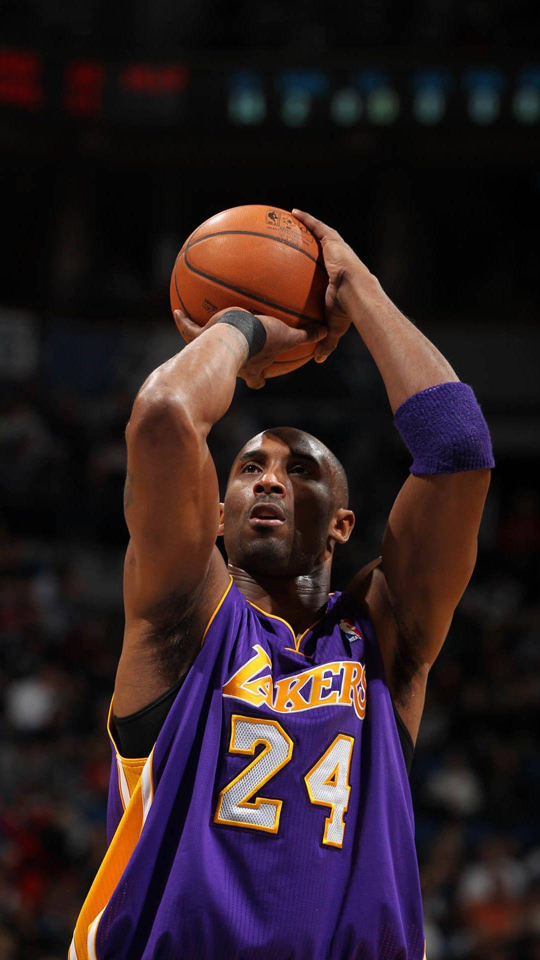 Kobe Bryant, Los Angeles Lakers, Freiwurf, Basketball, Lila Trikot, Nummer 24, Full-HD-Handy-Hintergrundbild