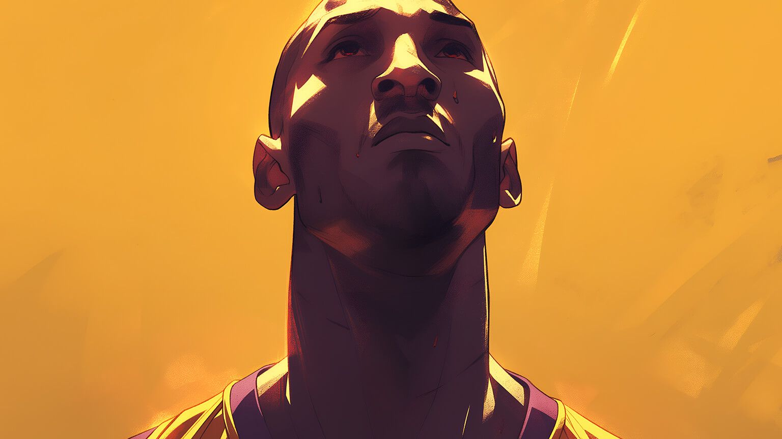 Kobe Bryant, Digitale Kunst, Porträt, Gelber Hintergrund, Blick nach oben, Minimalismus, HD Wallpaper