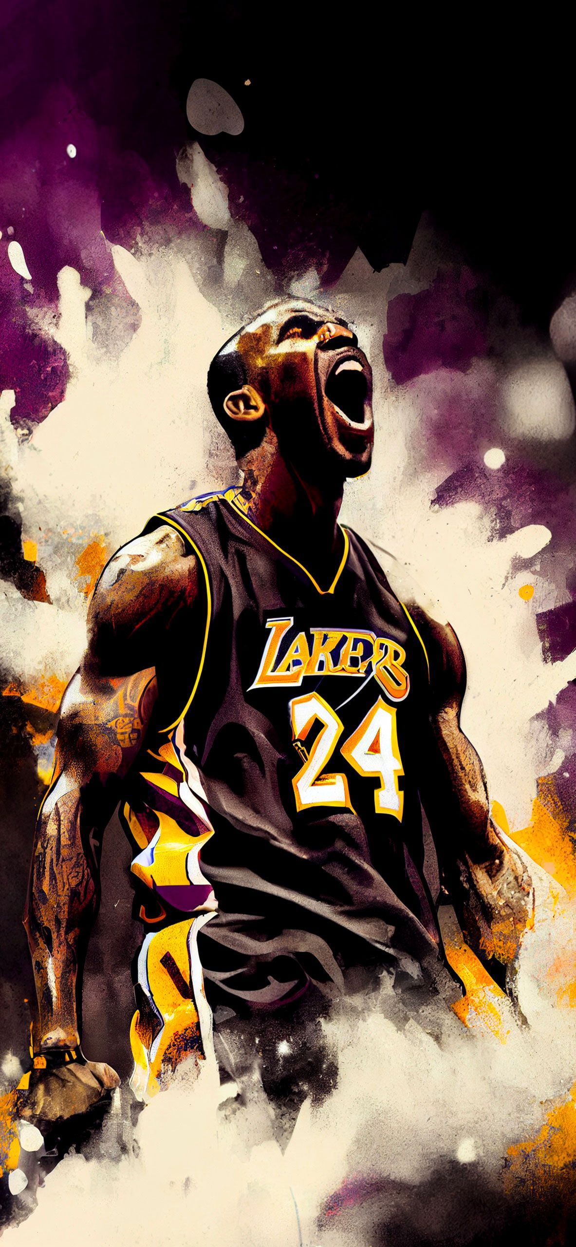 Kobe Bryant, Los Angeles Lakers, Nummer 24, Rauch, Digitale Kunst, Schwarzer Hintergrund, Sperrbildschirm