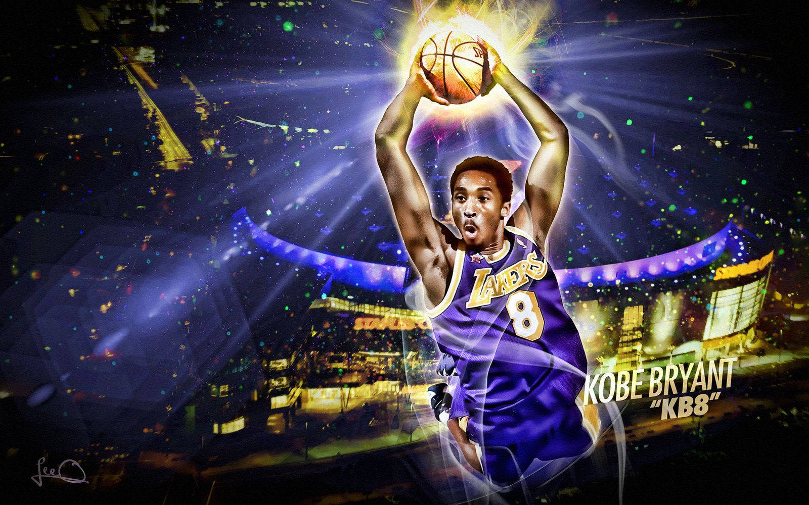 Kobe Bryant, Los Angeles Lakers, KB8, Dunk, Arena, Lichteffekte, Nummer 8, HD, PC-Hintergrundbild