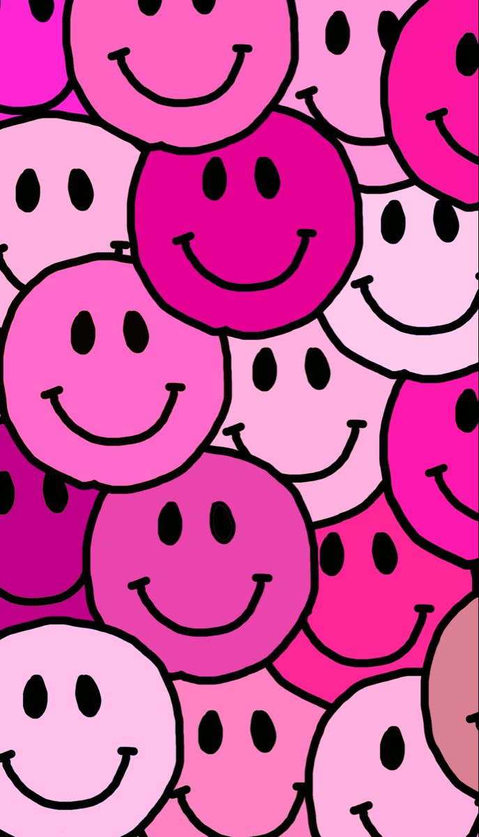 Gestapelte Smileys, Pink, Magenta, Y2K, Hintergrundbild für iPhone und Android