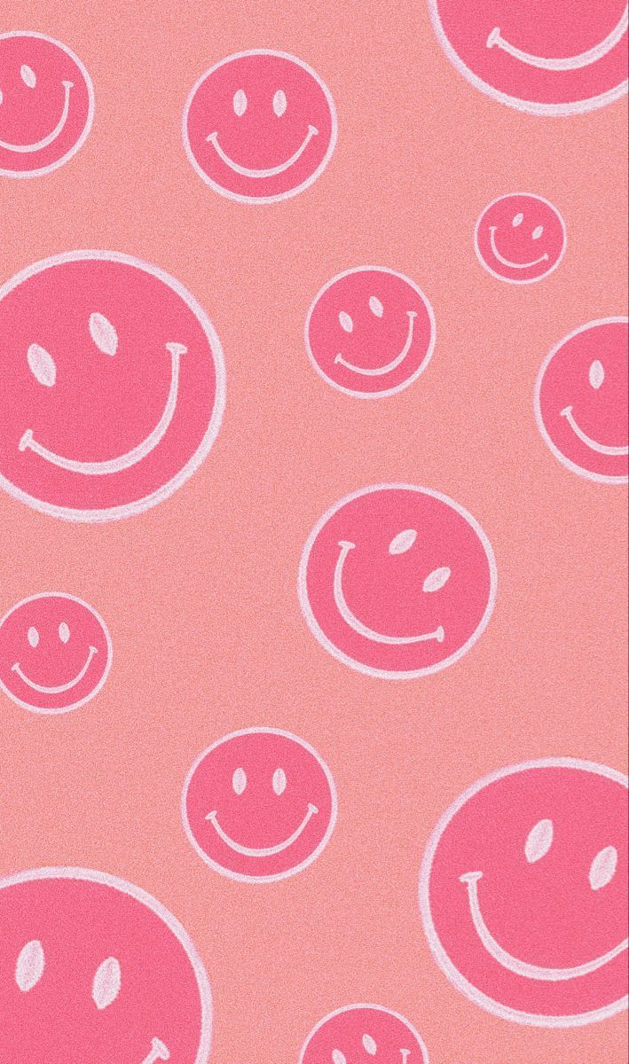 Muster, Lachsrosa, Große und kleine Smileys, Pastell, Hochformat, Hintergrundbild fürs Smartphone
