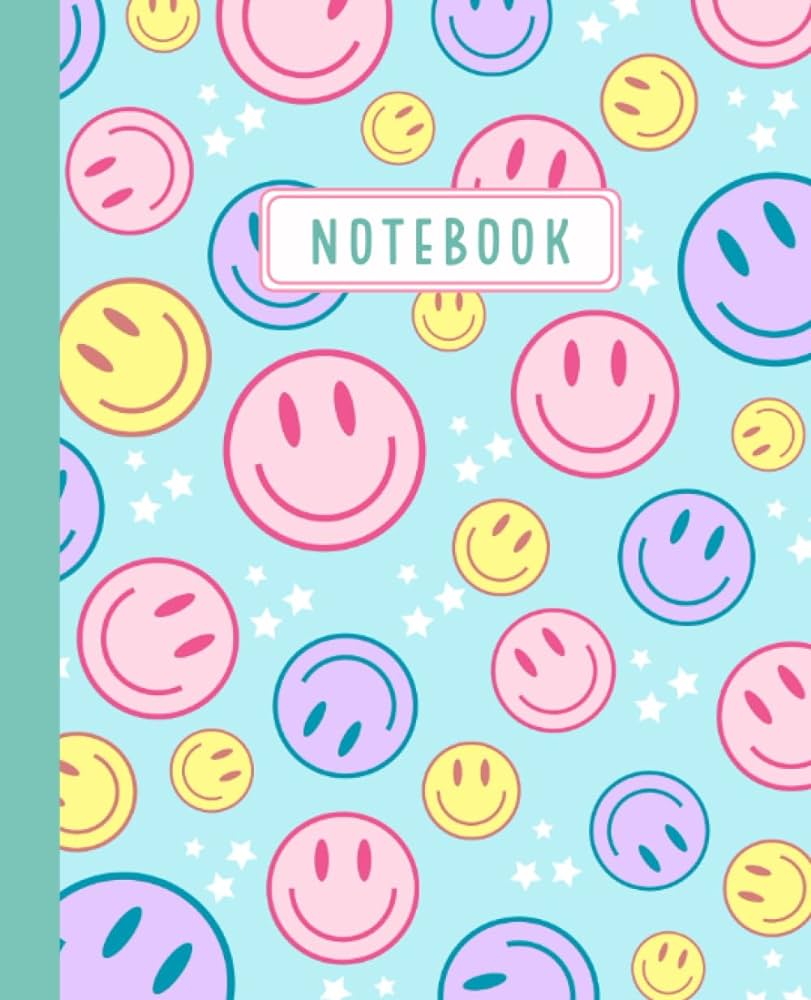 Notebook, Notizbuch-Cover, Hellblau, Bunte Smileys, HD, iPad-Hintergrundbild