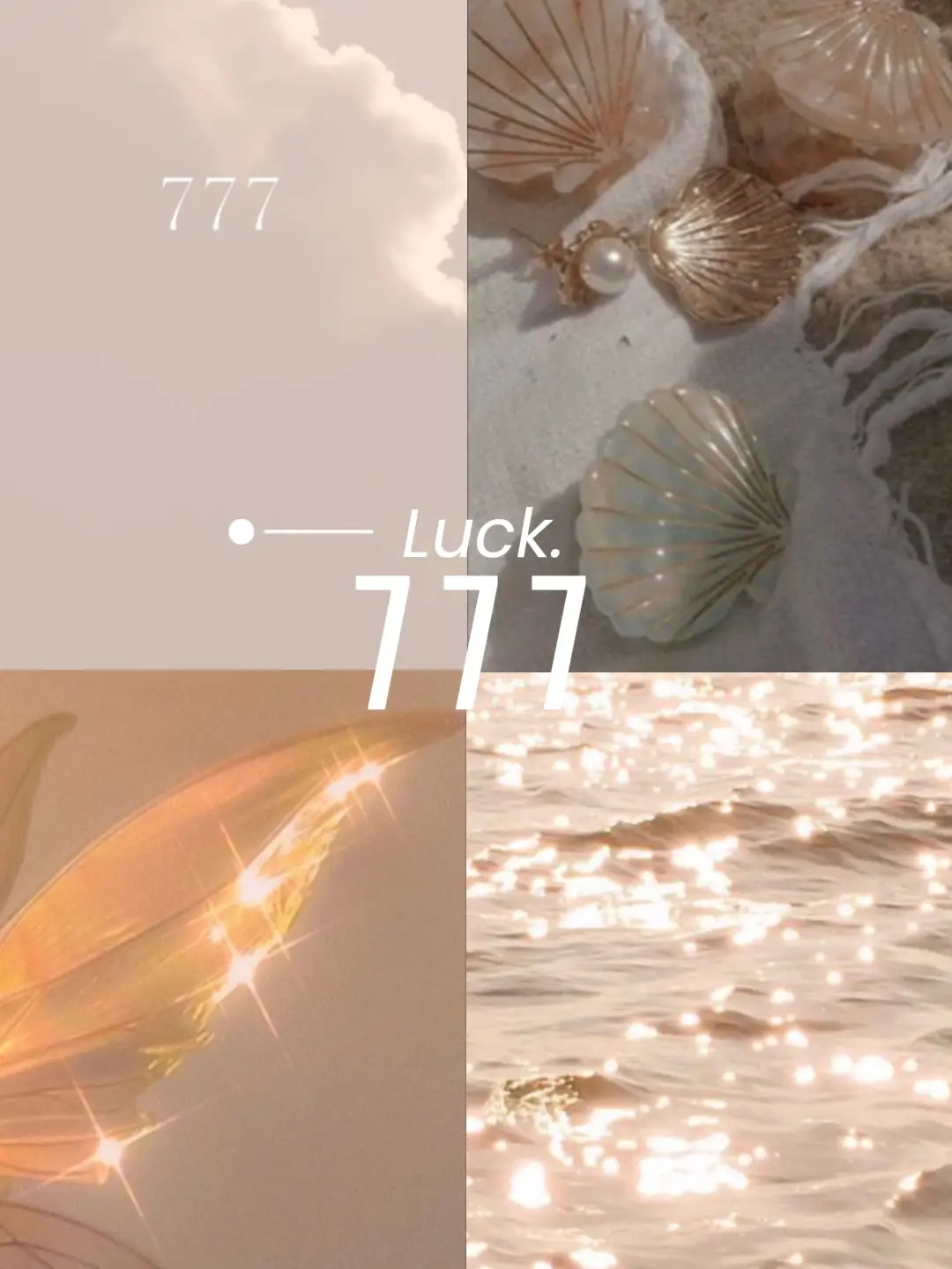 Collage, Muscheln, Wolken, Luck, Glitzerndes Wasser, Full HD, Hintergrundbild fürs Tablet