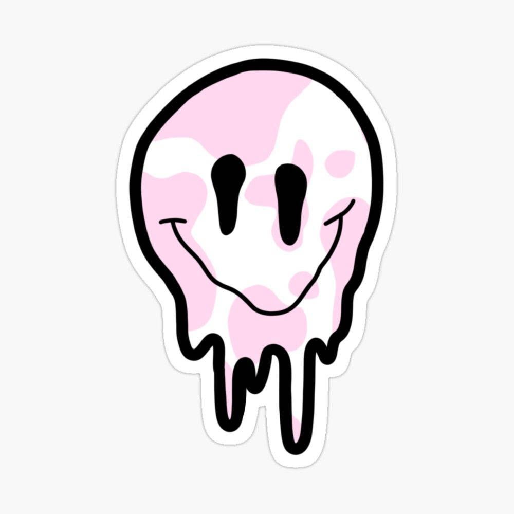 Zerlaufender Smiley, Sticker, Weißer Hintergrund, Pastellrosa, Wallpaper