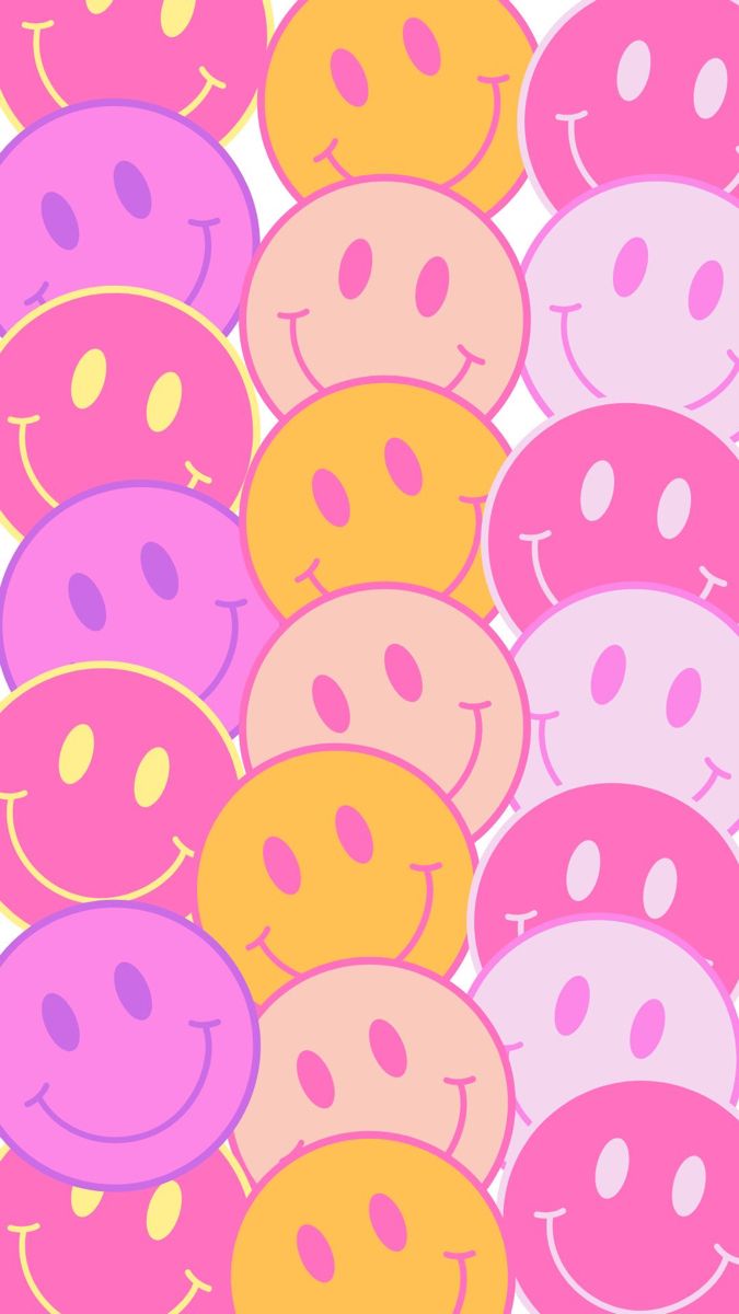 Gestapelte Smileys, Pink, Orange, Y2K, Hintergrundbild für iPhone und Android
