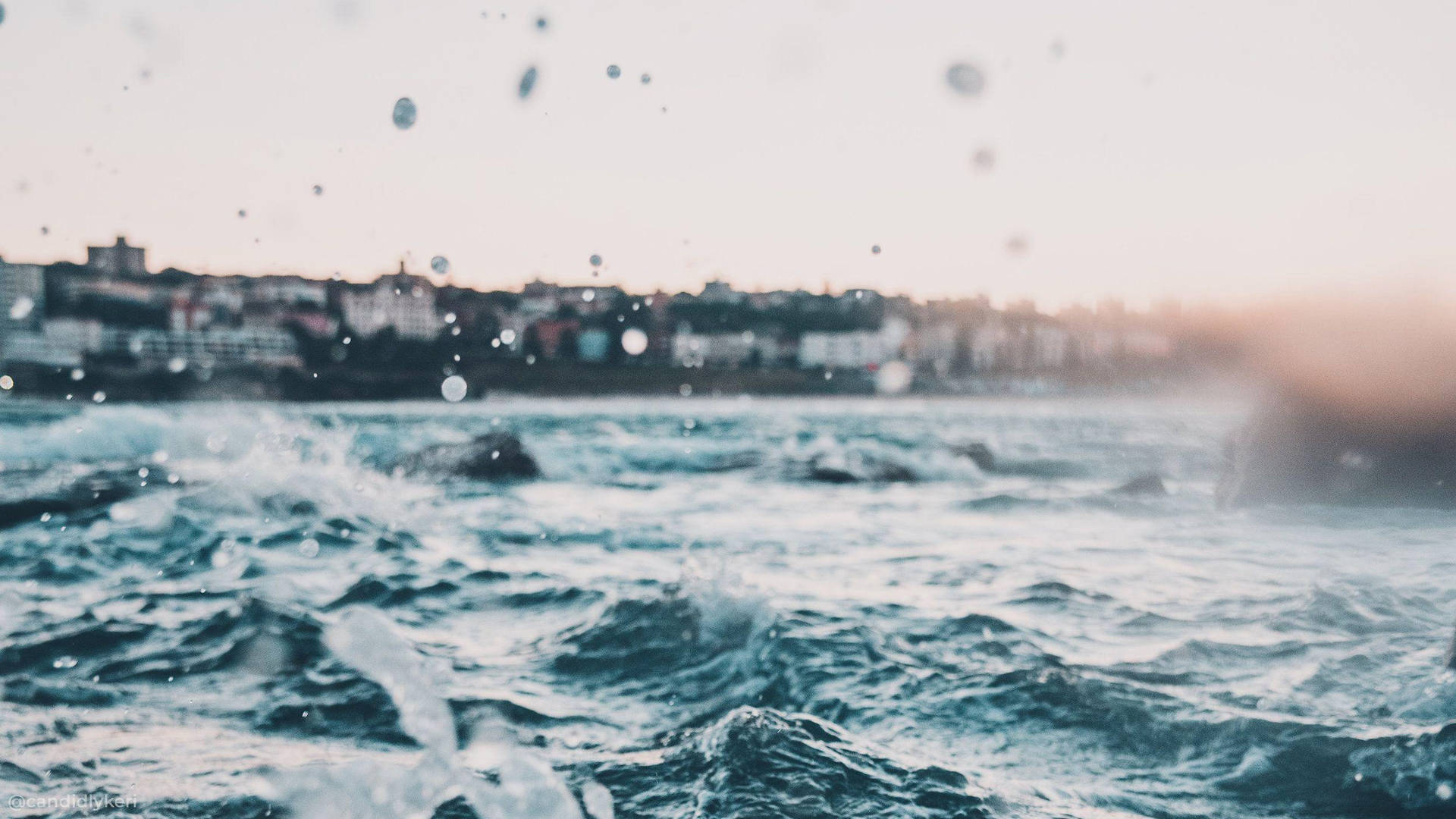 Meer, Wellen, Küste, Unschärfe, Graublau, Full HD, Desktop-Hintergrund für Windows