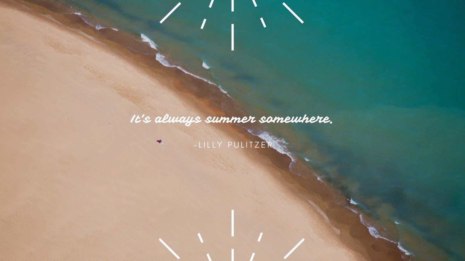 Lilly Pulitzer, Zitat, Strand, Luftaufnahme, Türkis, 16:9, HD-Hintergrundbild für den Desktop