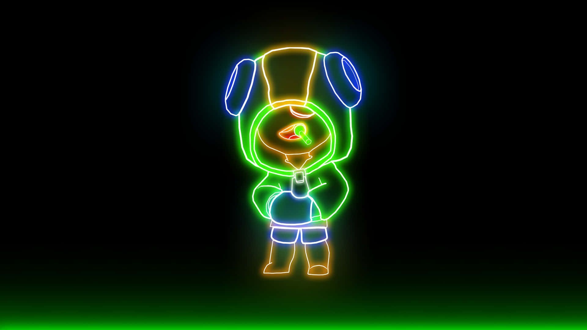 Leon, Brawl Stars, Neonumriss, Schwarzer Hintergrund, Leuchtend, Full HD Wallpaper