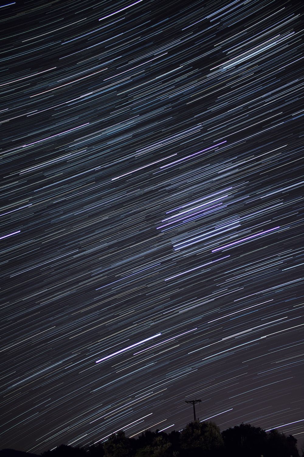 Sternspuren, Langzeitbelichtung, Nachthimmel, Blau, Sterne, HD, Handy-Hintergrundbild