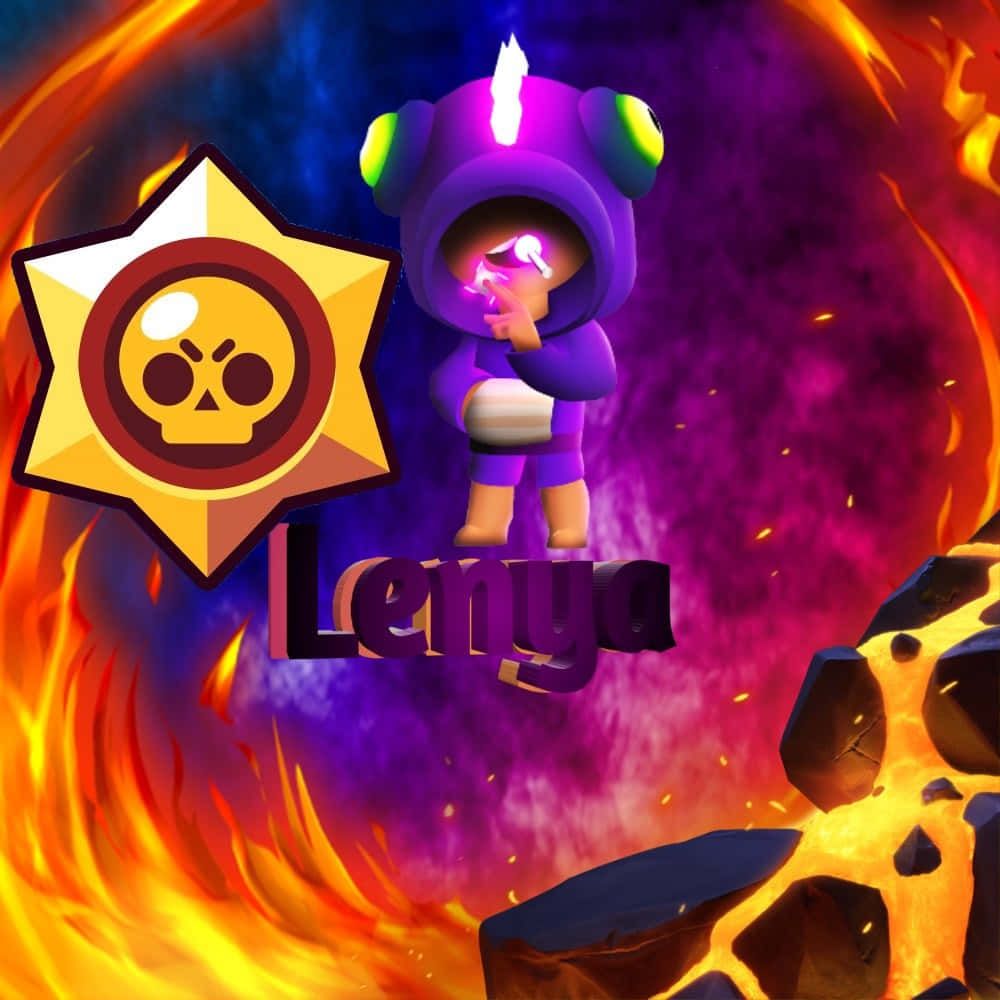 Leon, Brawl Stars, Logo, Weltraum, Feuer, Lila, Hintergrundbild für iPad und Tablet