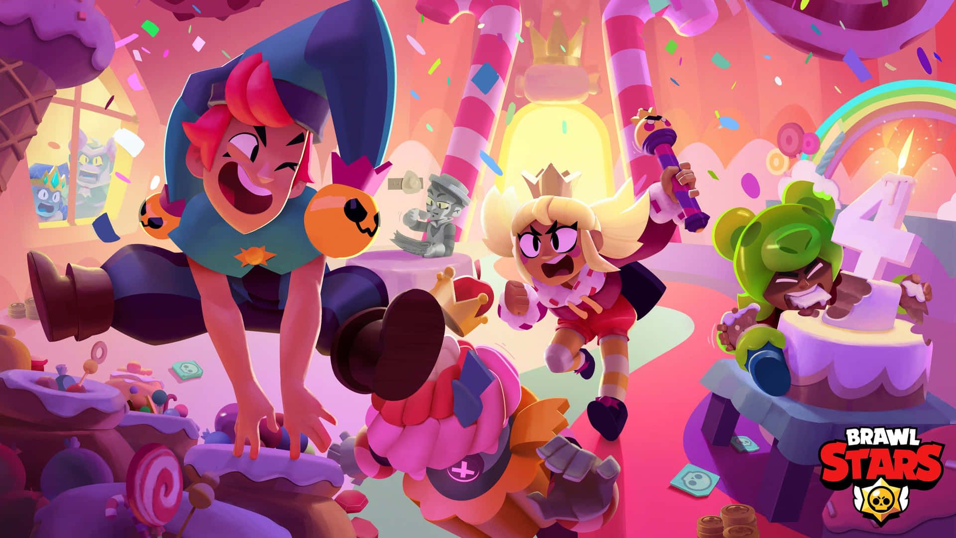 Brawl Stars, Brawler, Süßigkeitenwelt, Pink, Full HD 1080p, Desktop-Hintergrundbild