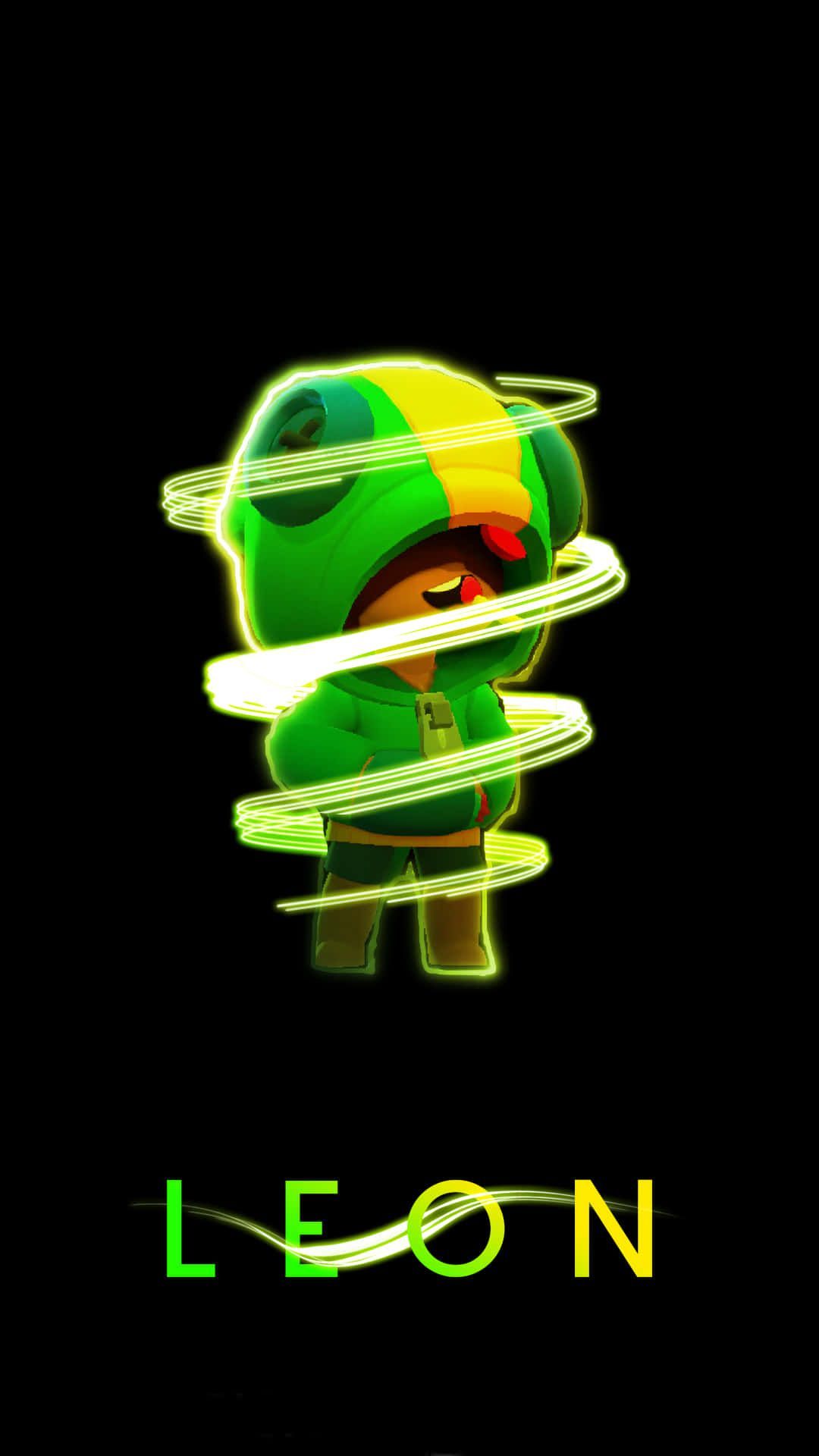 Leon (Brawl Stars), Brawl Stars, Schriftzug, Schwarzer Hintergrund, Sperrbildschirm fürs iPhone