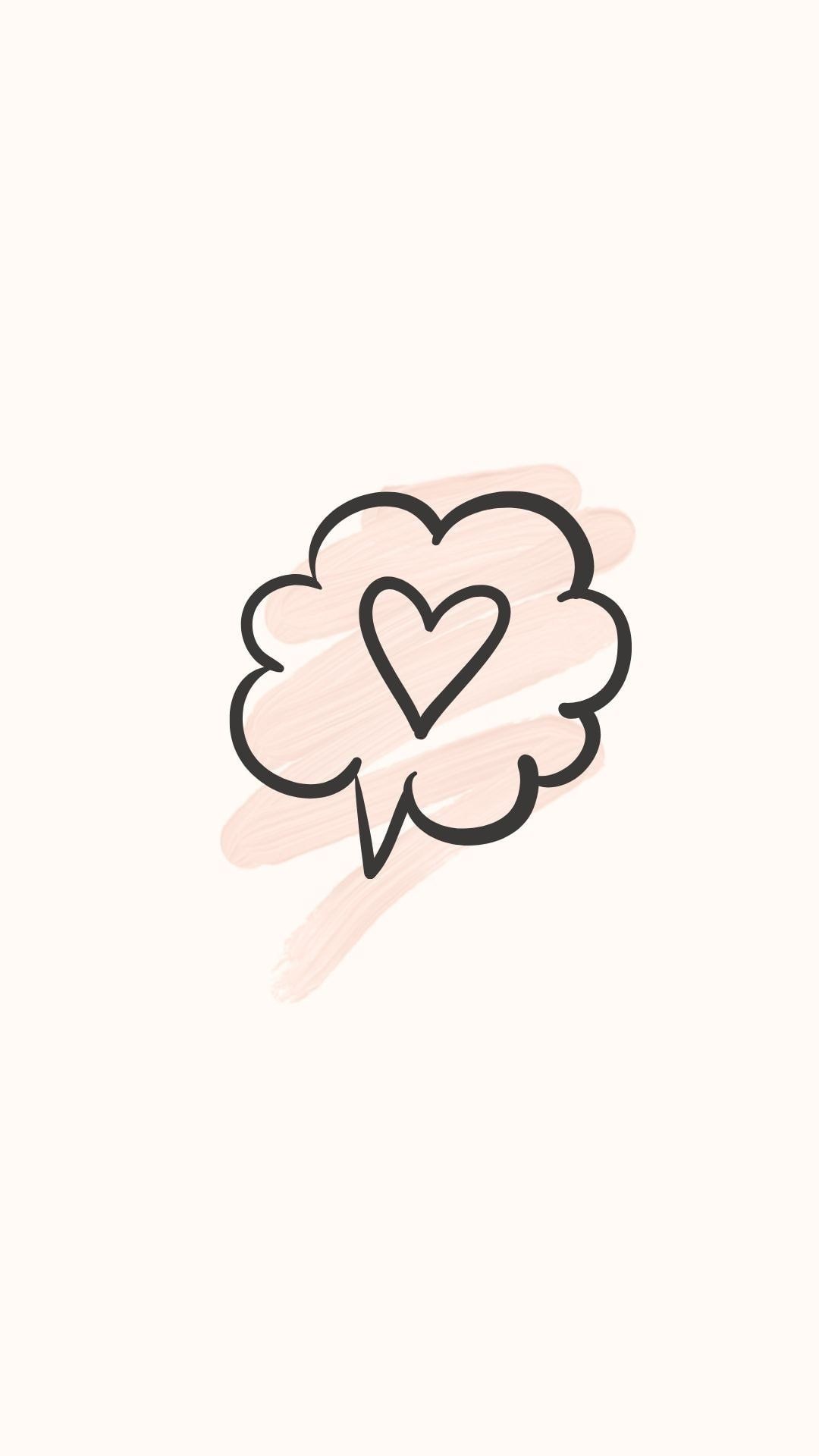 Sprechblase, Herz, Strichzeichnung, Minimalistisch, Heller Hintergrund, Sperrbildschirm fürs iPhone