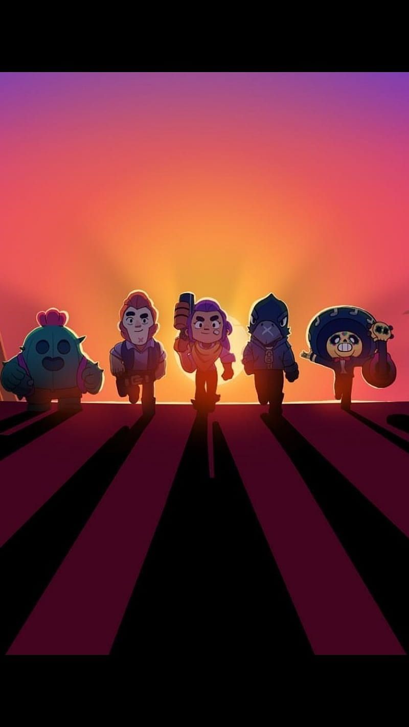 Brawl Stars, Silhouetten, Sonnenuntergang, Hochformat, Hintergrundbild für iPhone und Android
