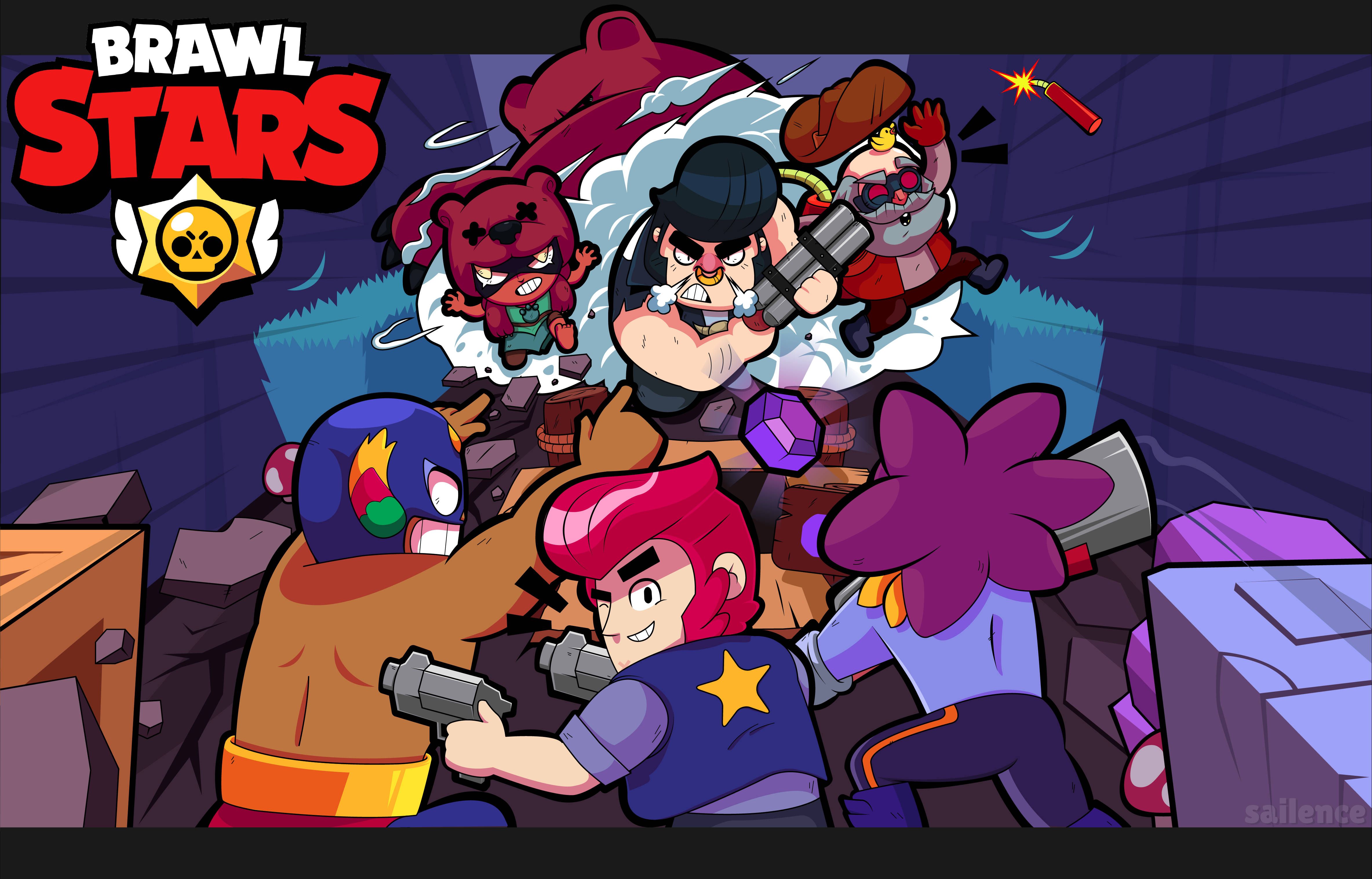 Brawl Stars, Brawler, Logo, Kampfszene, 4K, Hintergrundbild für den PC