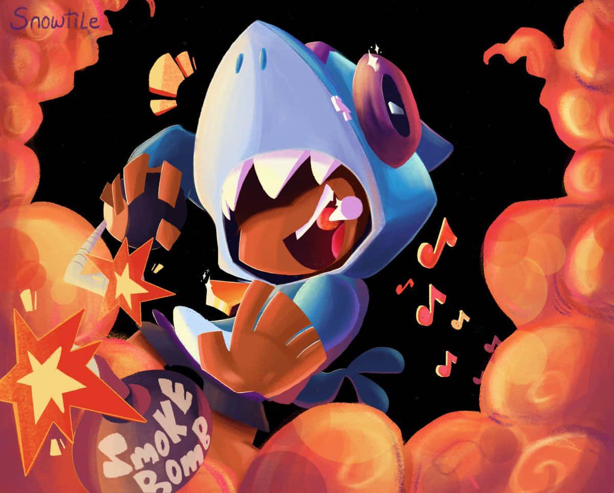 Shark Leon, Leon, Brawl Stars, Haikostüm, Explosion, Fanart, Hintergrund