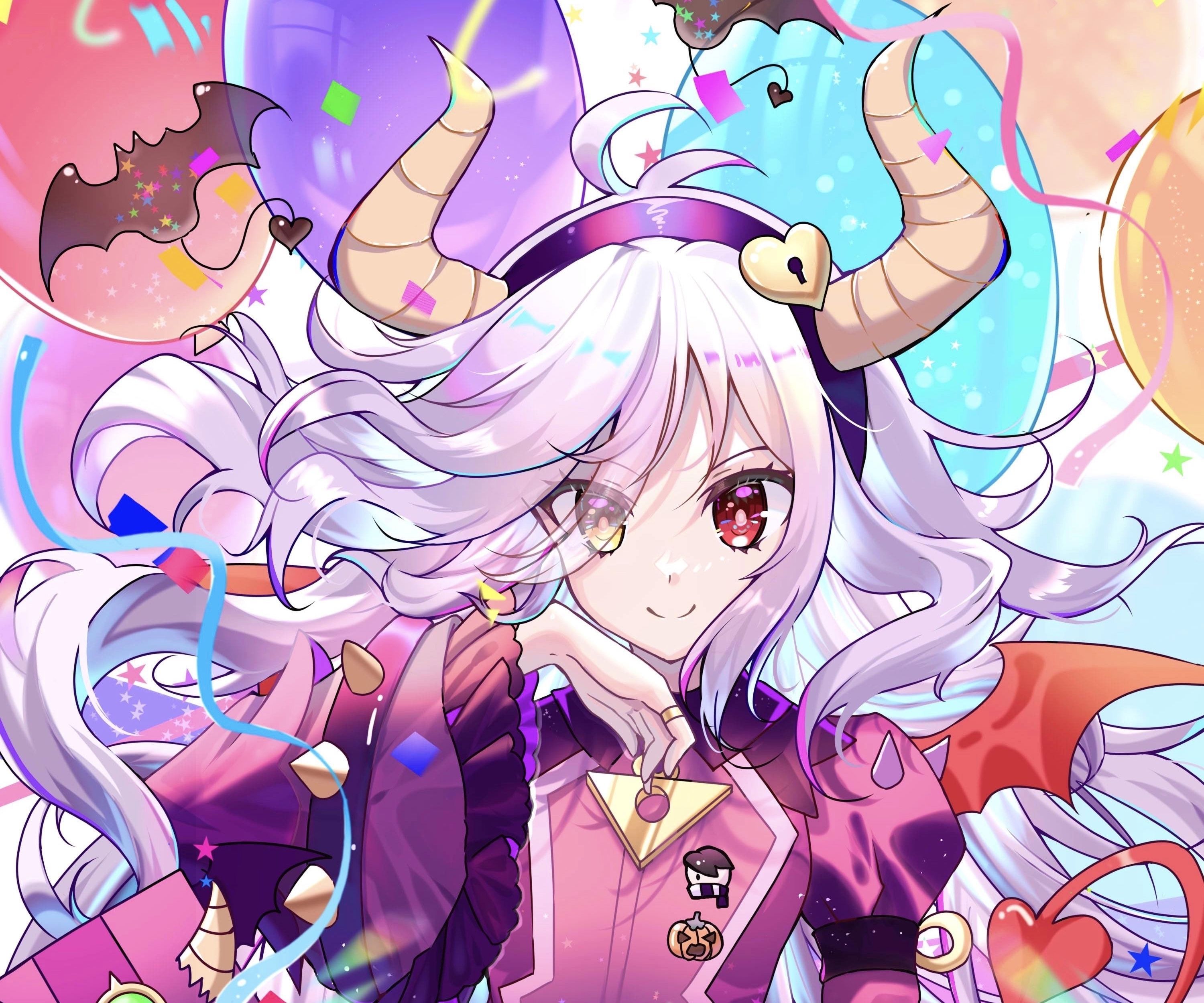 Brawl Stars, Anime-Mädchen, Hörner, Fan-Art, Pastell, 2K, Hintergrundbild für den PC