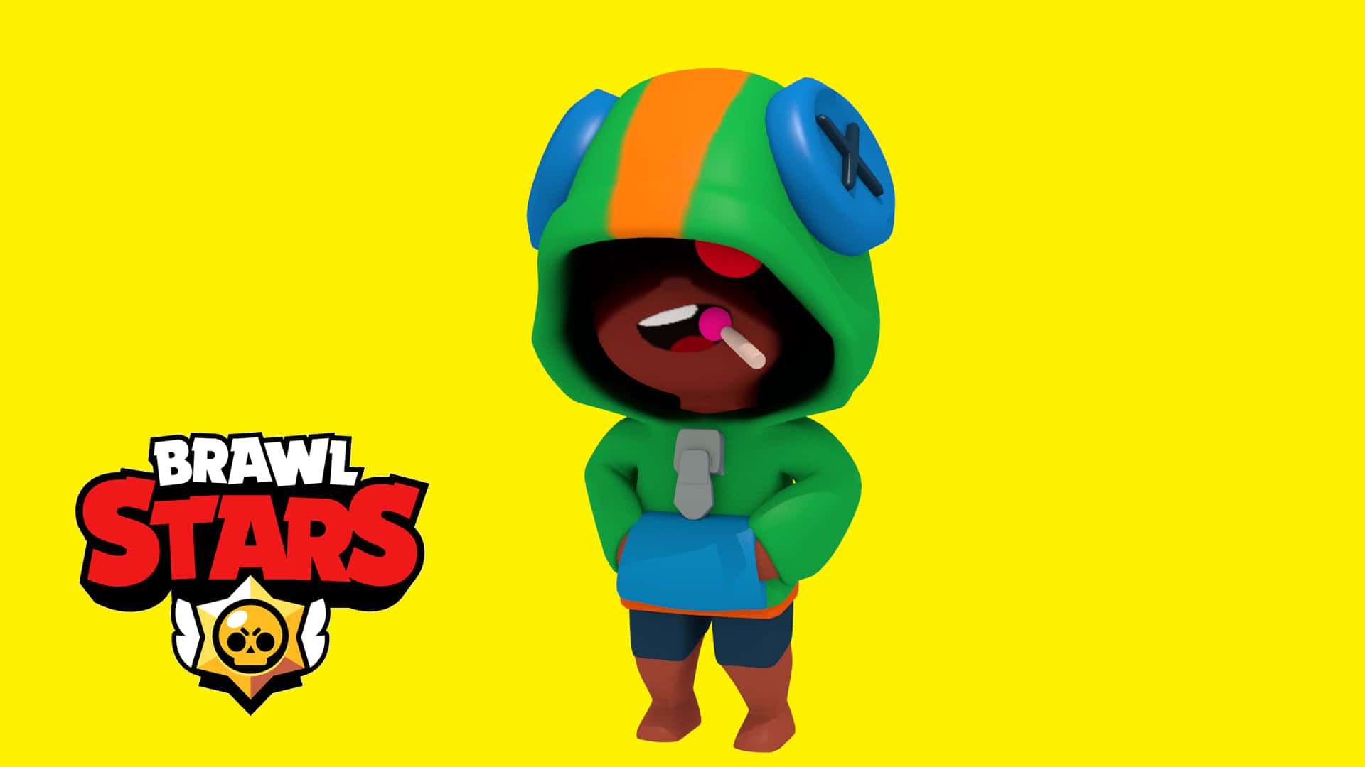Leon, Brawl Stars, Logo, Gelber Hintergrund, Hoodie, Full HD Wallpaper