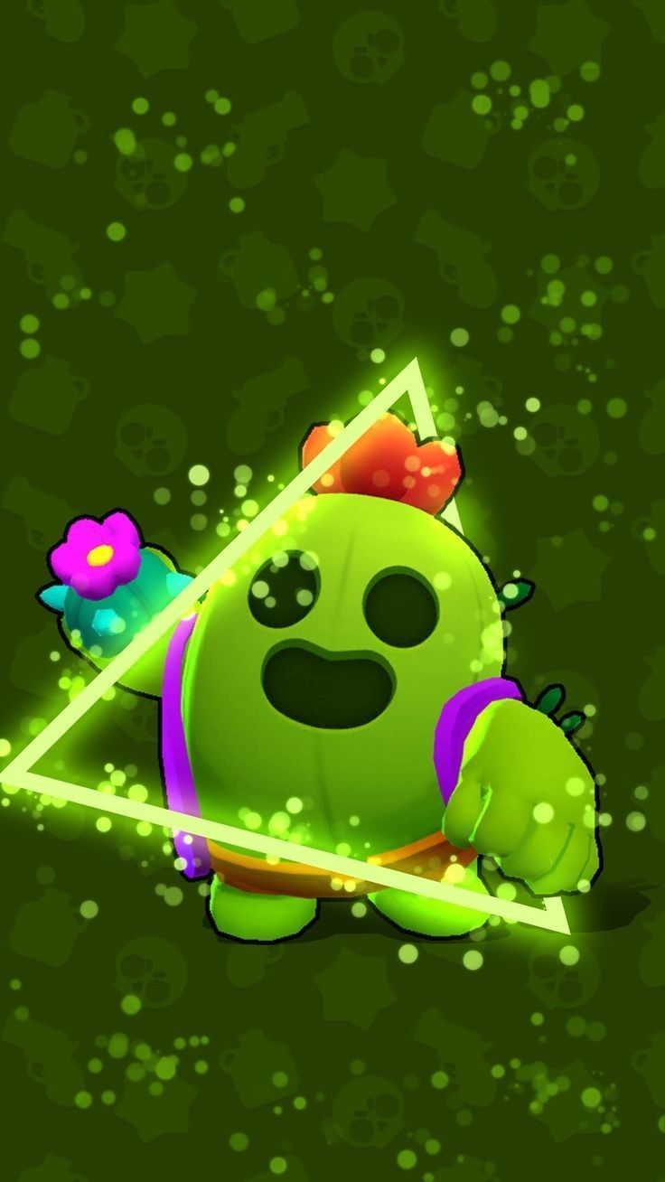 Spike (Brawl Stars), Brawl Stars, Neon-Dreieck, Grün, HD, Sperrbildschirm fürs iPhone