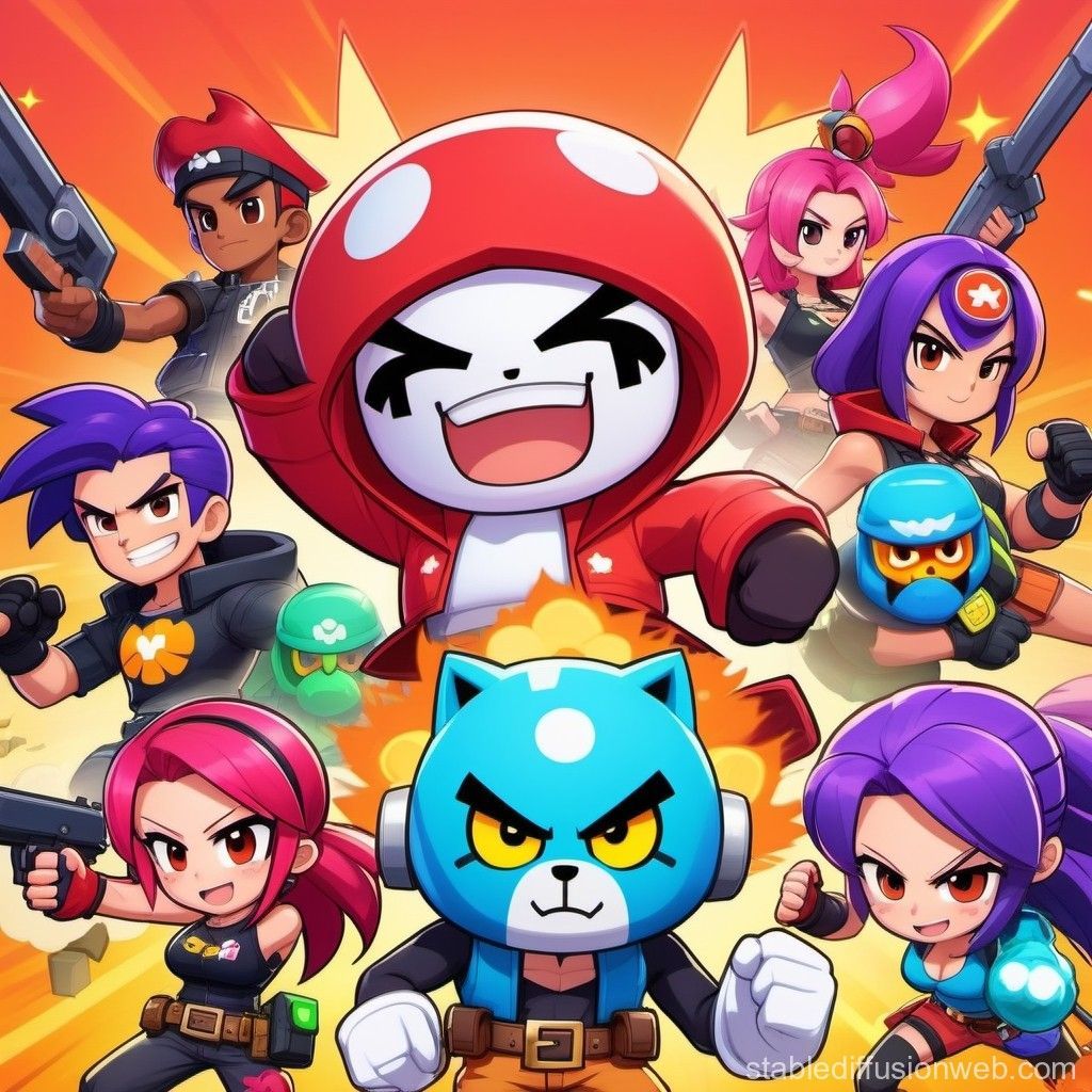Brawl Stars, Brawler, Chibi, Bunt, Hintergrundbild für iPad und Tablet