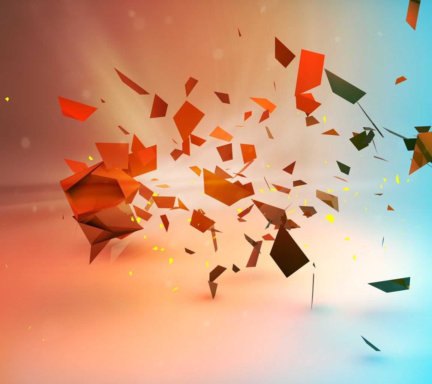 Polygone, Explosion, Abstrakt, 3D-Grafik, Orange und Blau, HD, iPad-Hintergrundbild