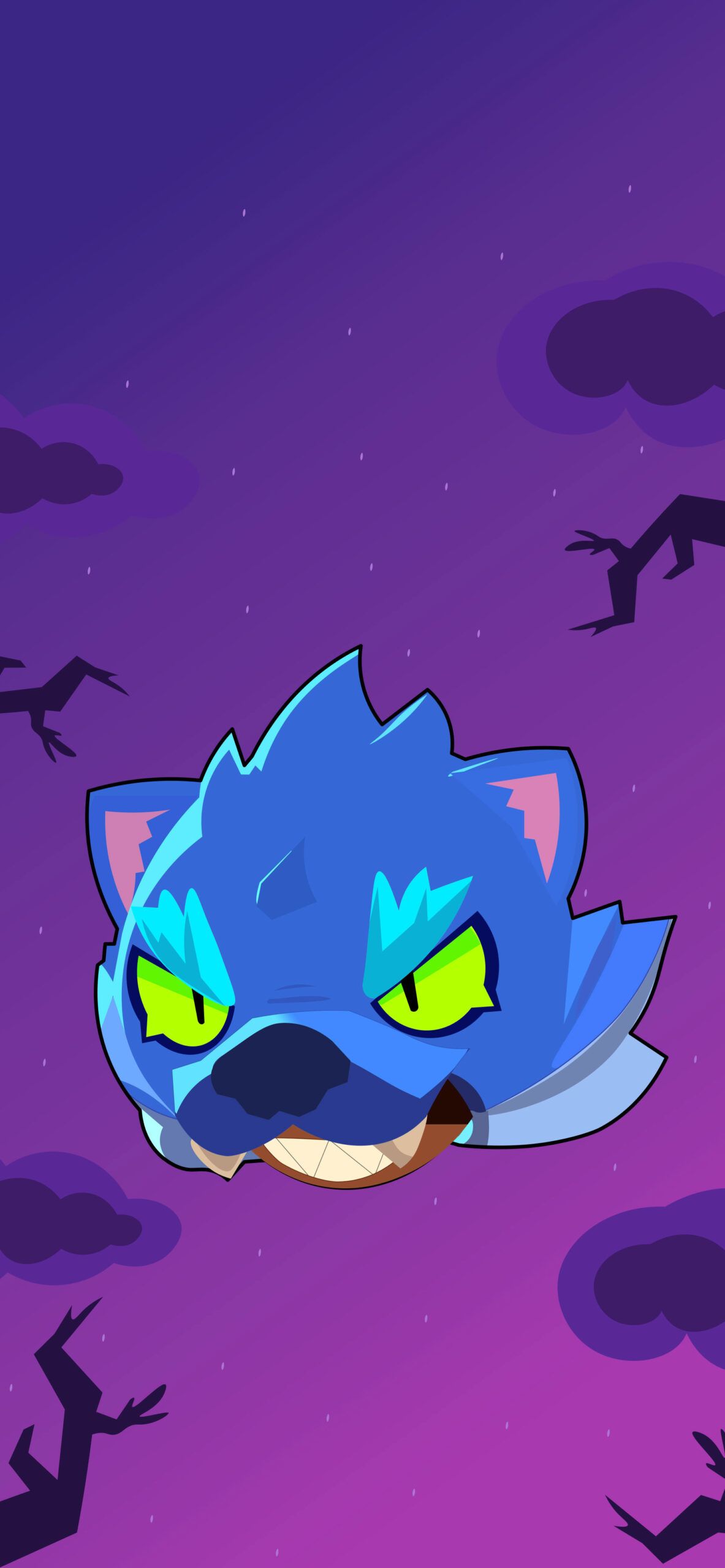 Werwolf-Leon, Leon, Brawl Stars, Lila Hintergrund, Fledermäuse, Sperrbildschirm fürs iPhone