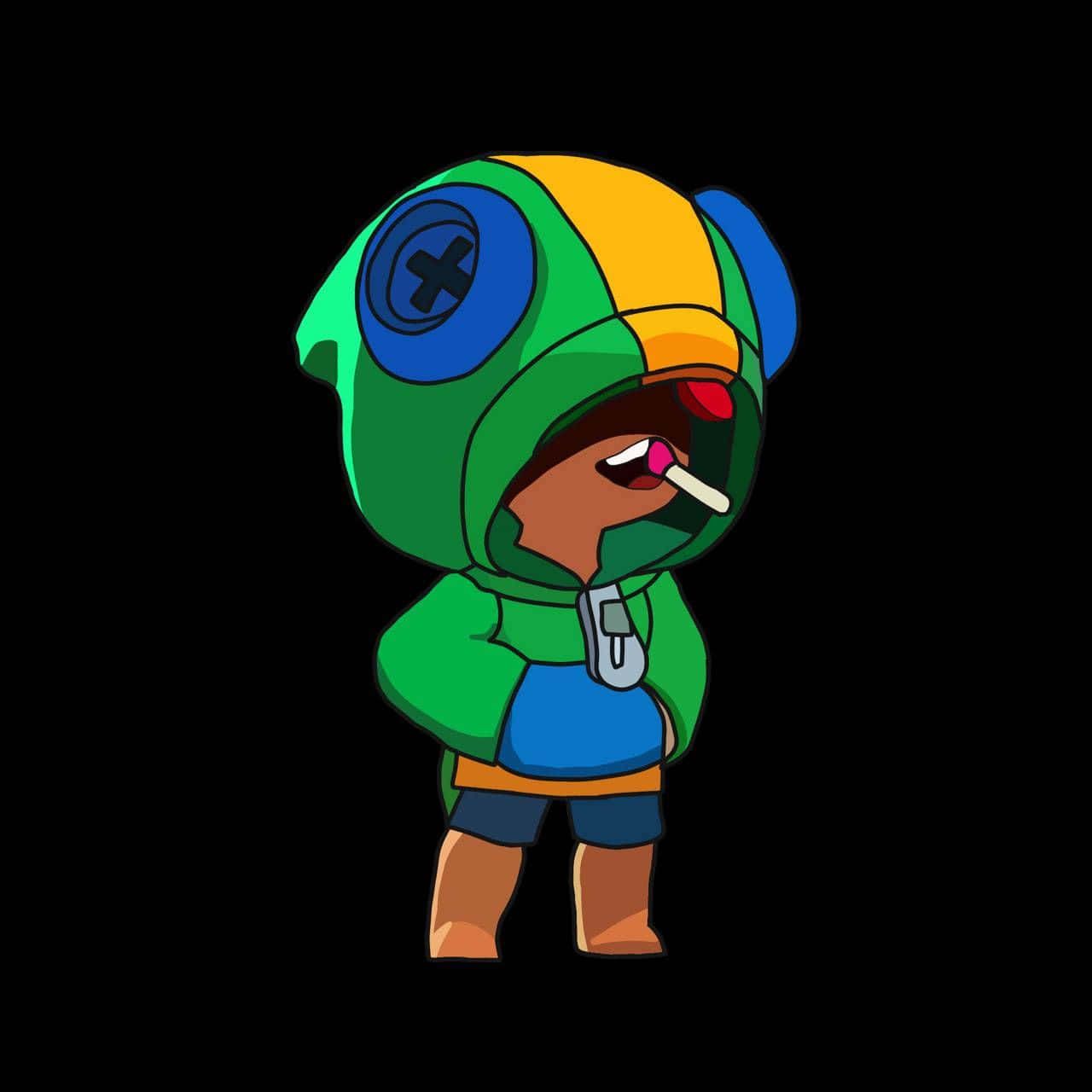Leon, Brawl Stars, Schwarzer Hintergrund, Hoodie, Lutscher, HD Wallpaper