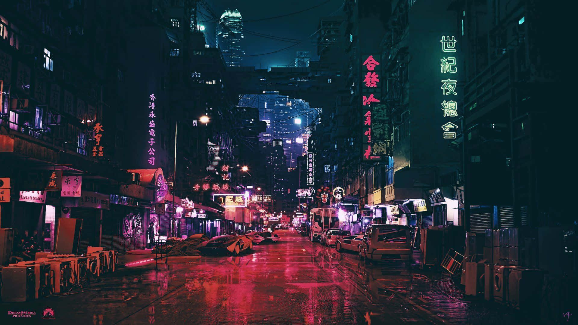 Cyberpunk, Straße, Neonschilder, Nacht, Regen, 1920x1080, Full-HD-Hintergrundbild für PC