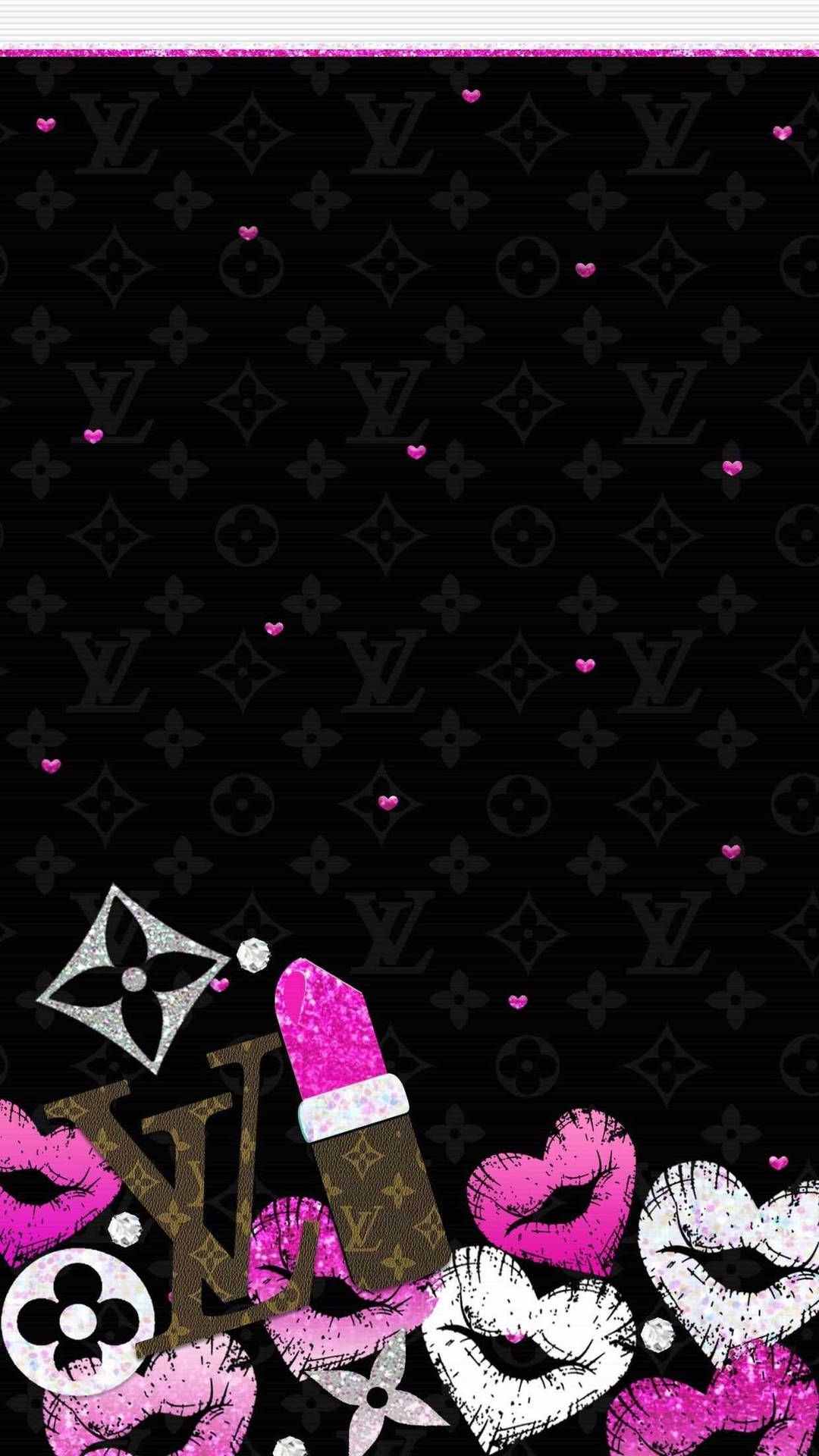 Louis Vuitton, Lippenstift, Kussmund, Pink, Schwarz, Hochformat, Hintergrundbild fürs Smartphone