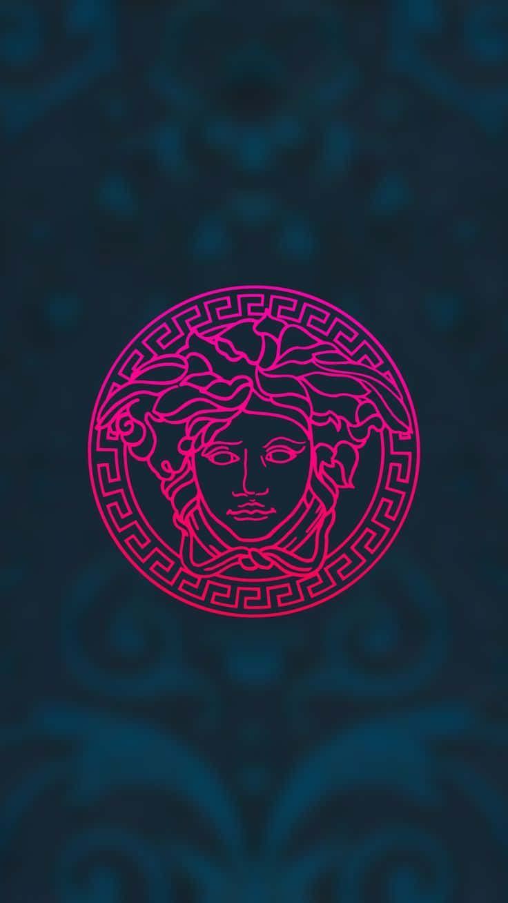 Versace, Medusa, Logo, Pink, Dunkeltürkis, HD, Handy-Hintergrund im Hochformat