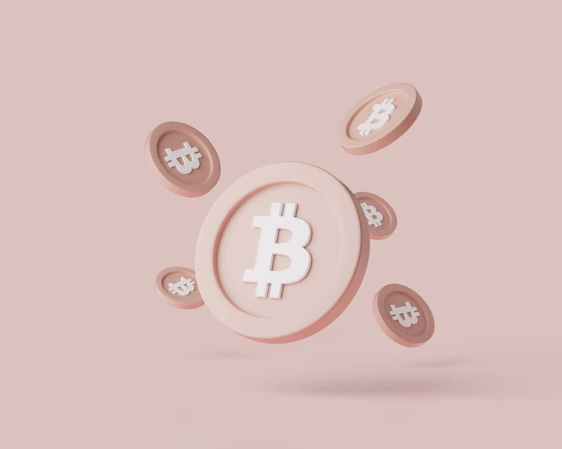 Bitcoin, Kryptowährung, Münzen, 3D-Grafik, Rosa Hintergrund, Wallpaper
