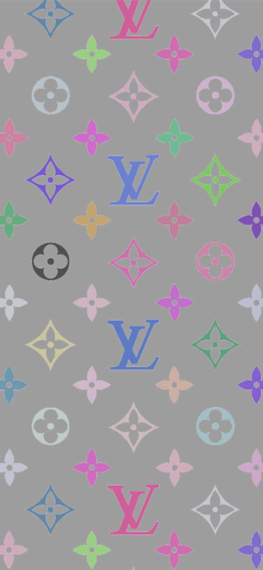 Louis Vuitton, Monogramm, Bunt, Grauer Hintergrund, HD, Sperrbildschirm fürs iPhone
