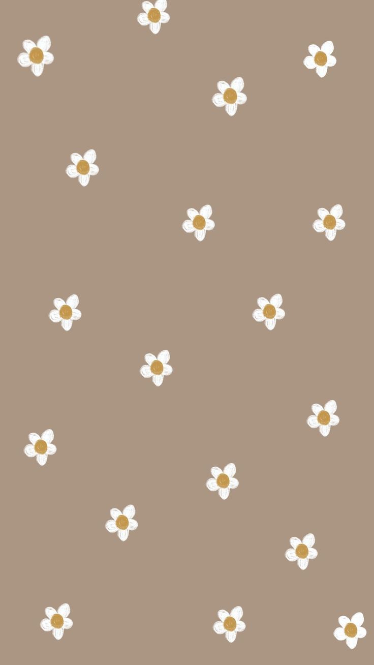 Blumenmuster, Kleine Blüten, Beige, Minimalistisch, Weiß, HD, Handy-Hintergrund