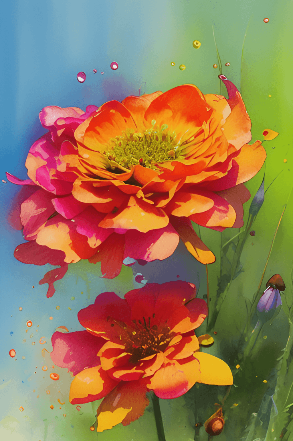 Ringelblumen, Orange Blüten, Malerei, Aquarell, Bunt, HD, Sperrbildschirm fürs iPhone