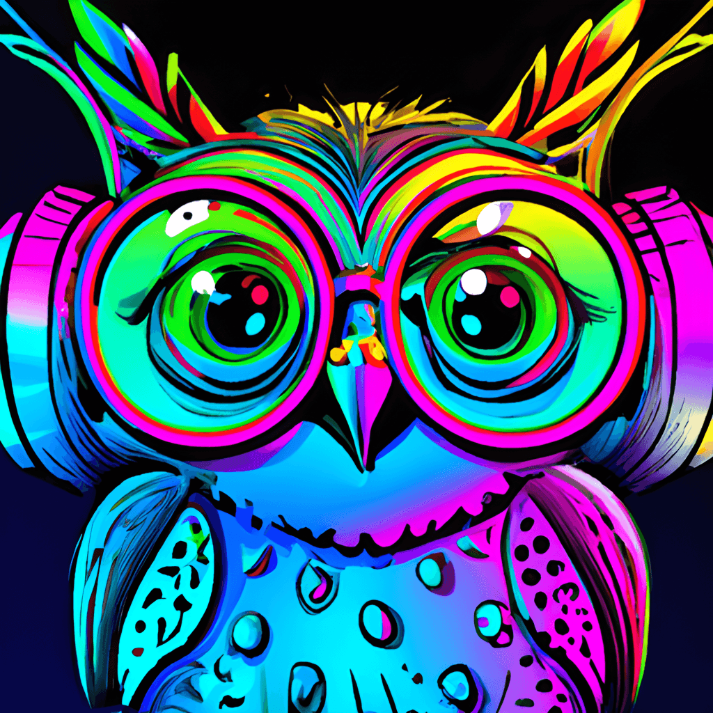 Eule, Brille, Bunt, Pop Art, Comic-Stil, Hintergrundbild für iPad und Tablet