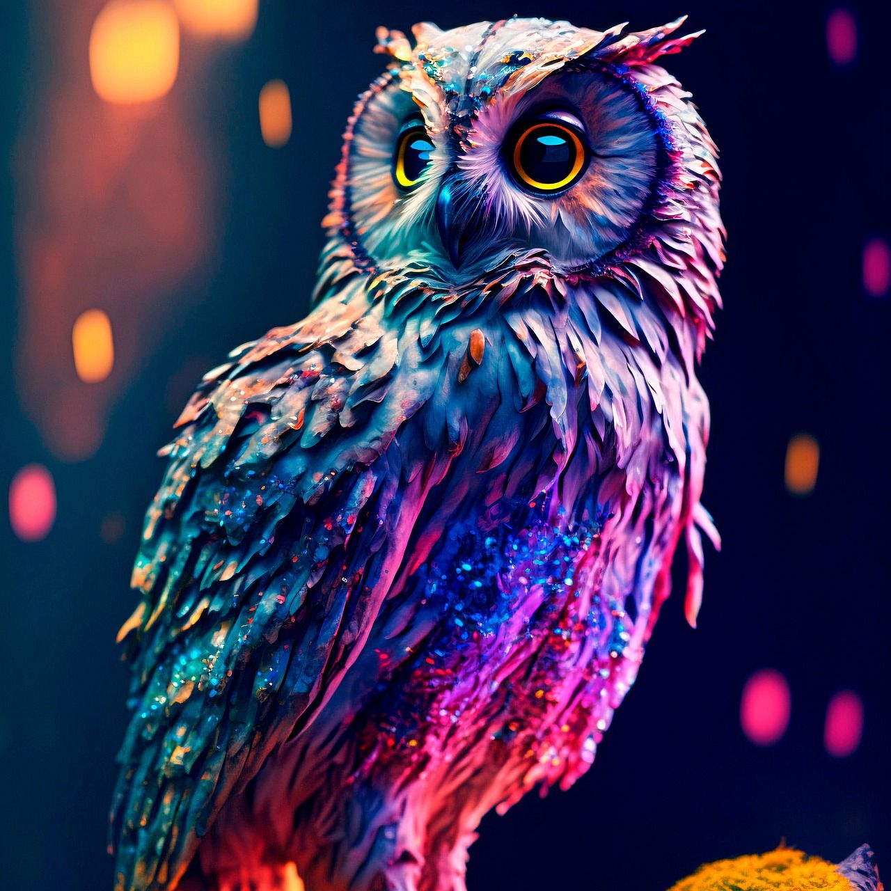 Eule, Bunt, Bokeh, Pink, Blau, HD, Hintergrundbild fürs Tablet