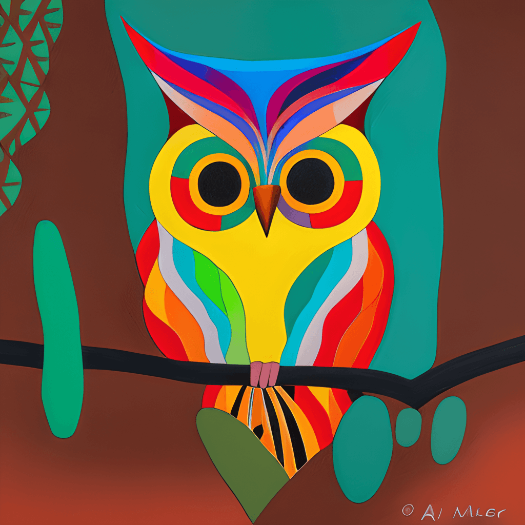 Eule, Bunt, Ast, Illustration, Flach, Hintergrundbild für iPad und Tablet