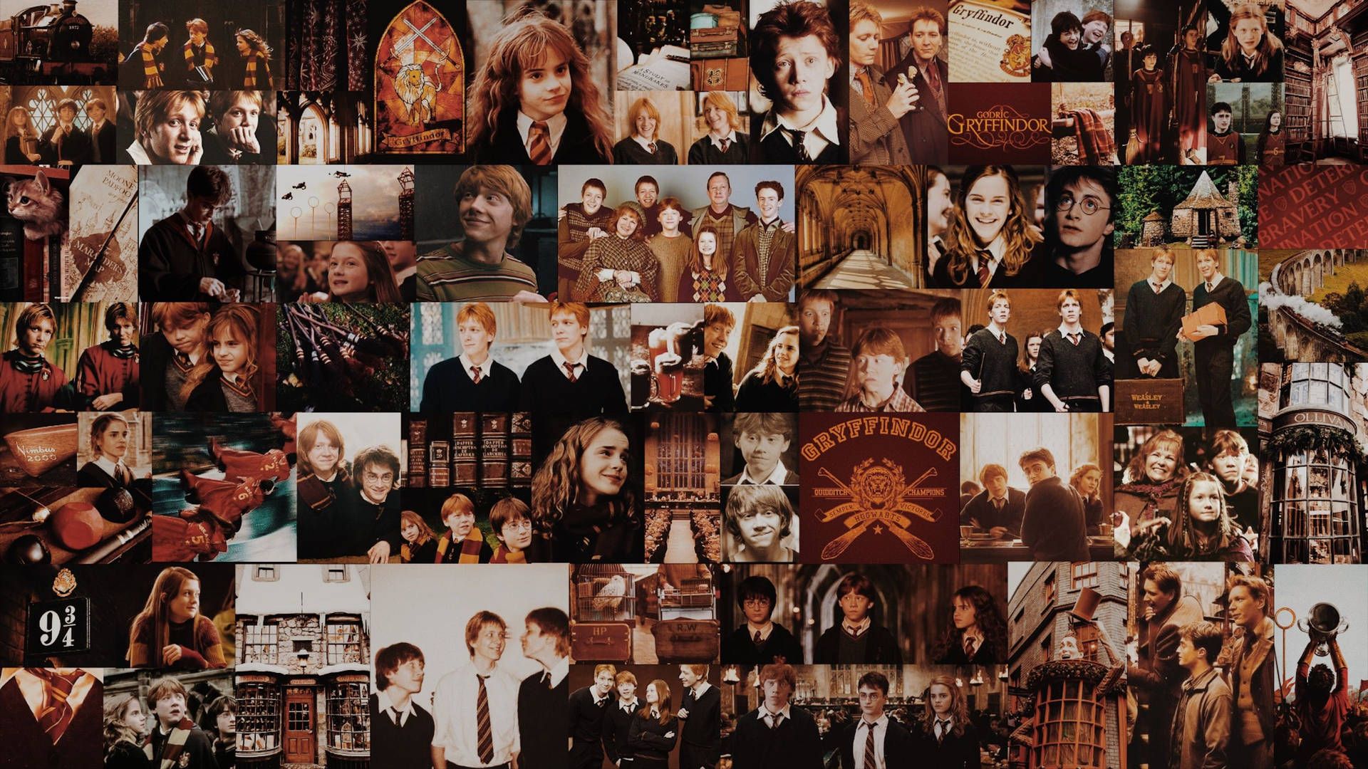 Harry Potter, Hermine Granger, Ron Weasley, Collage, Filmszenen, Full HD, Windows-Hintergrundbild