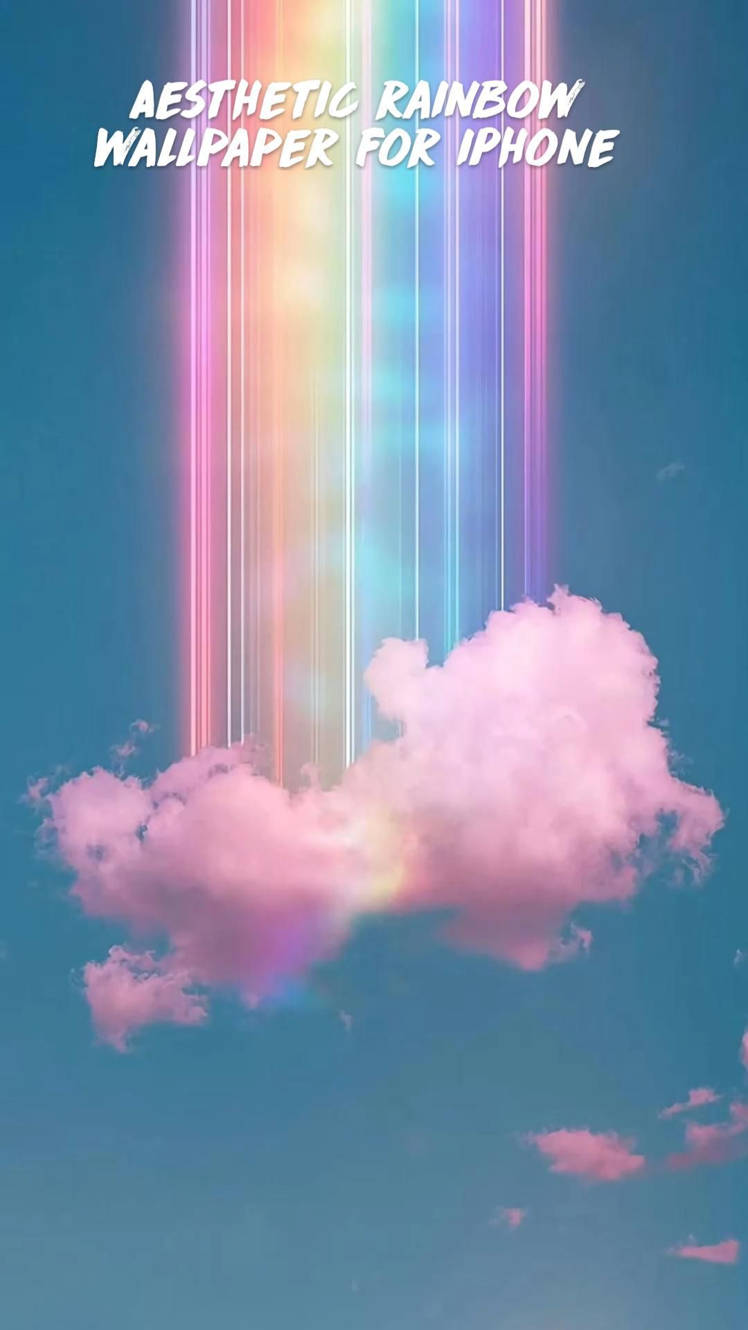 Regenbogen, Rosa Wolke, Ästhetik, Blauer Hintergrund, Full HD, Sperrbildschirm fürs iPhone