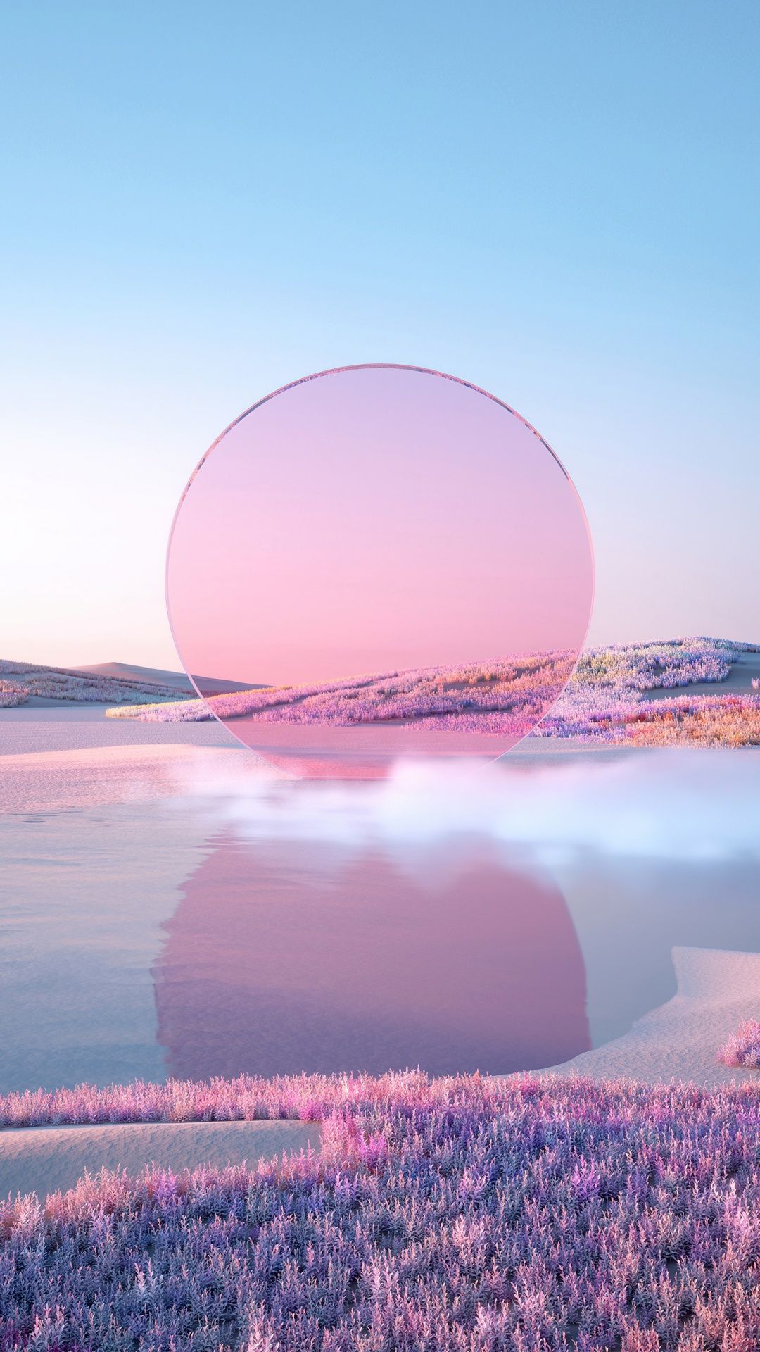 Sonne, Spiegelung, Wasser, Pastell, Surreal, Full HD, Hintergrundbild fürs Handy