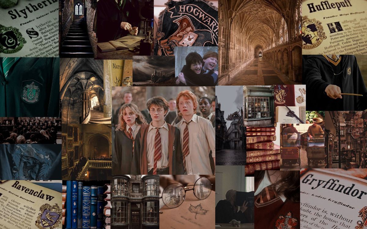 Harry Potter, Gryffindor, Ravenclaw, Hufflepuff, Collage, Hintergrundbild