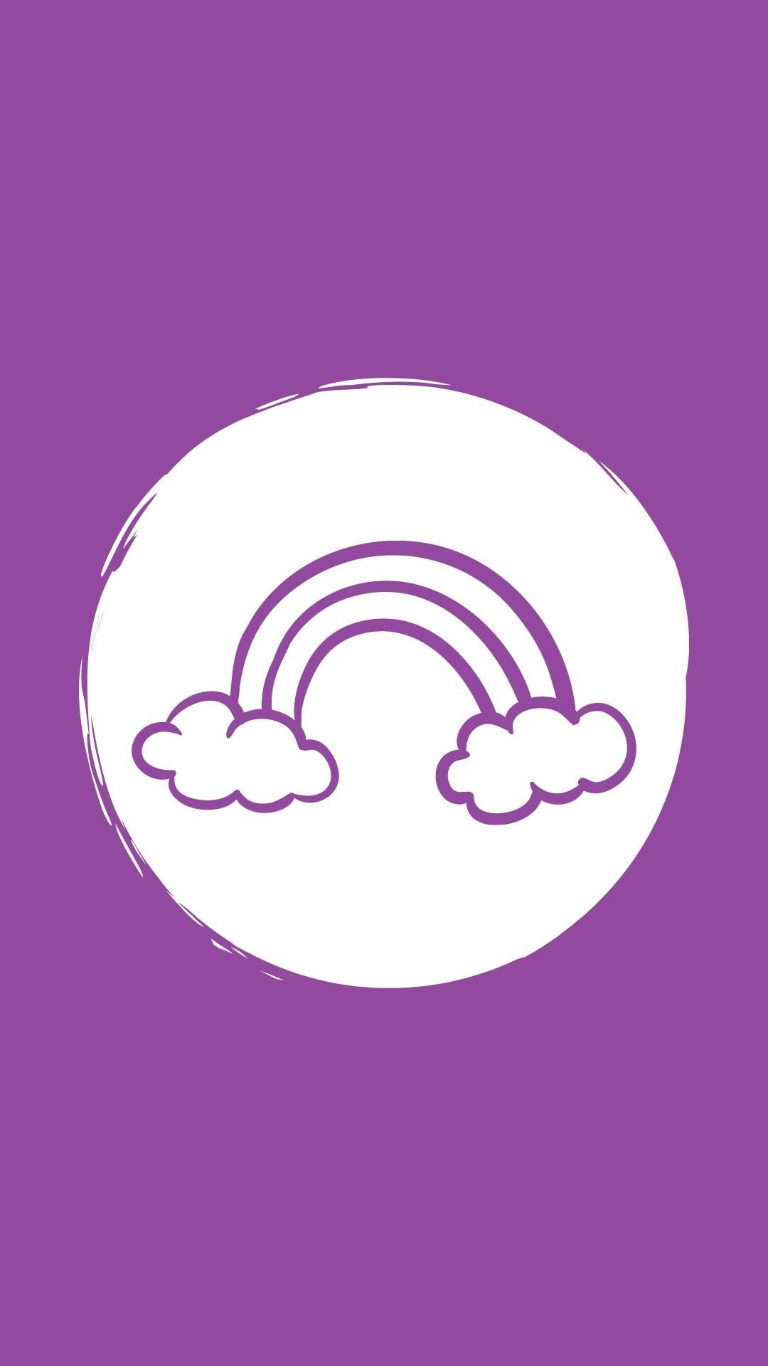 Regenbogen, Wolken, Icon, Minimalistisch, Lila Hintergrund, Sperrbildschirm fürs iPhone