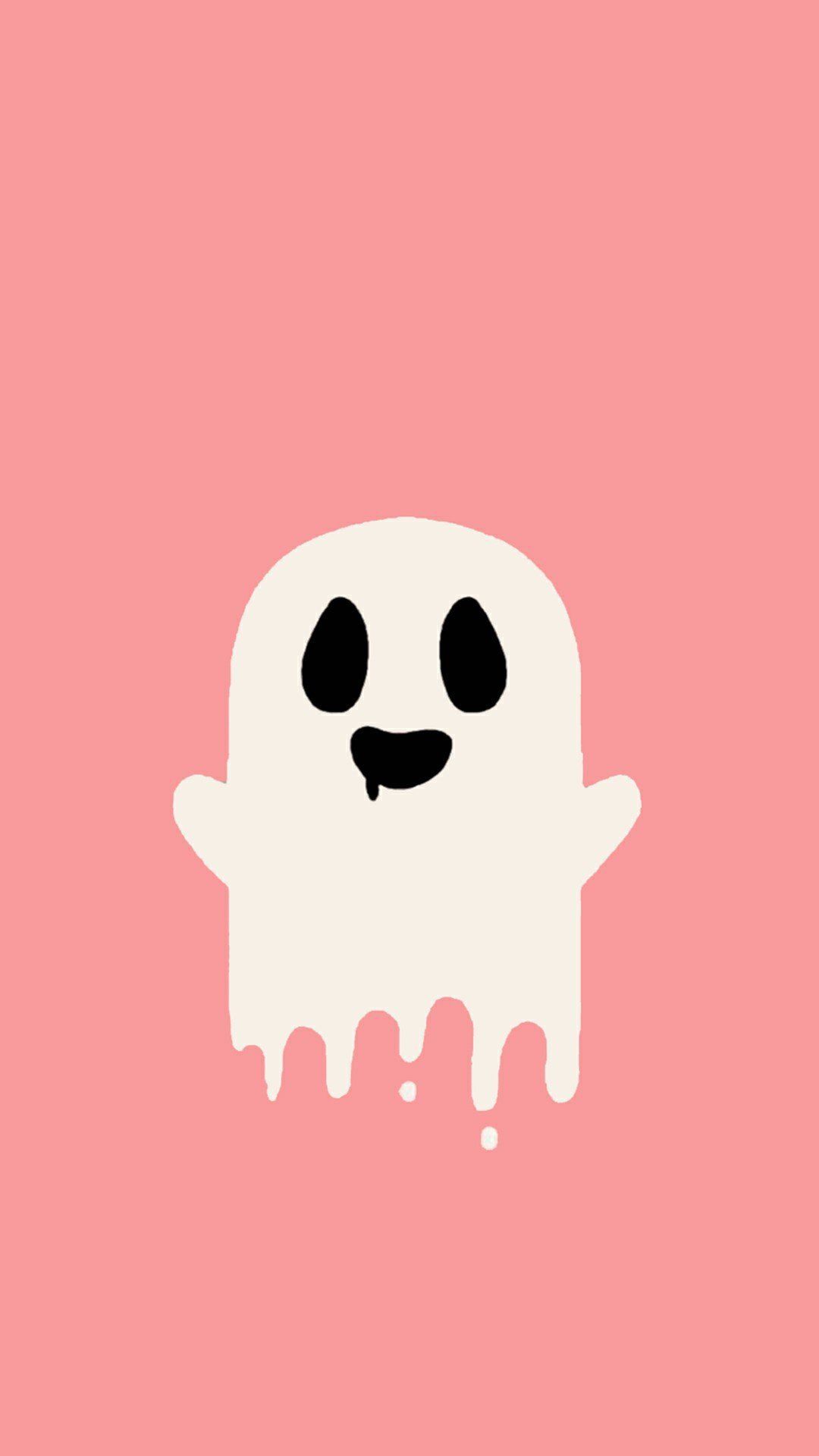 Geist, Cartoon, Niedlich, Rosa Hintergrund, Minimalistisch, Sperrbildschirm fürs iPhone