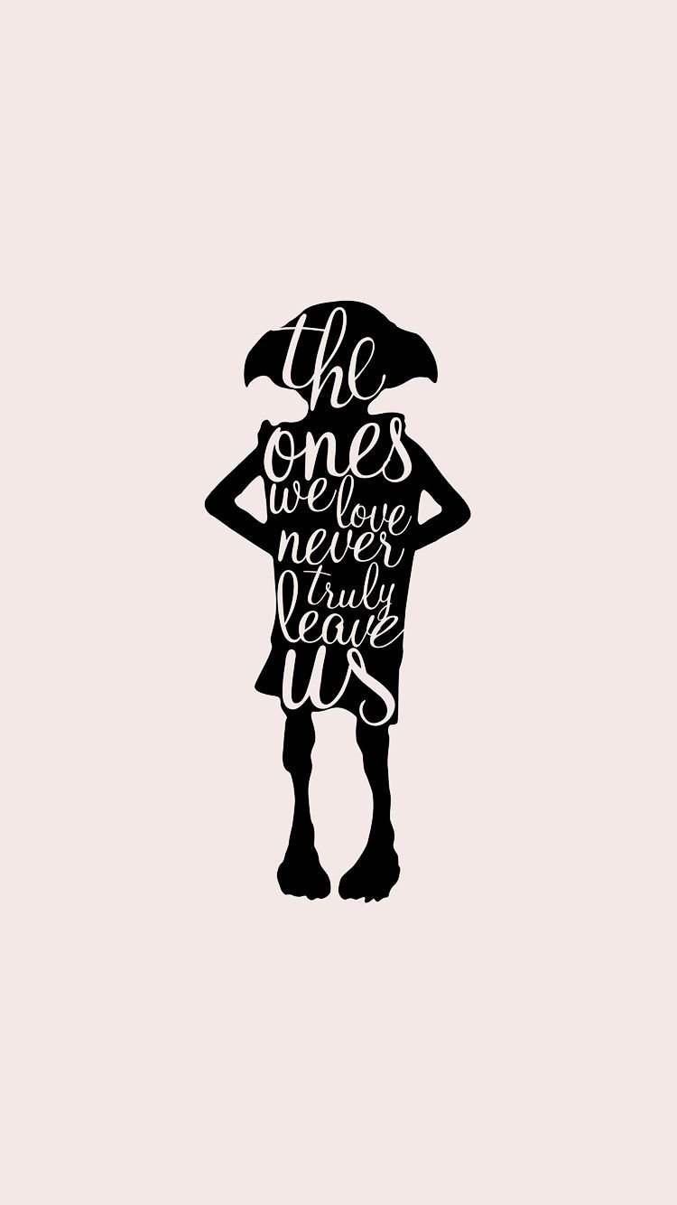 Dobby, Silhouette, Harry Potter, Typografie, Rosa Hintergrund, Sperrbildschirm fürs iPhone